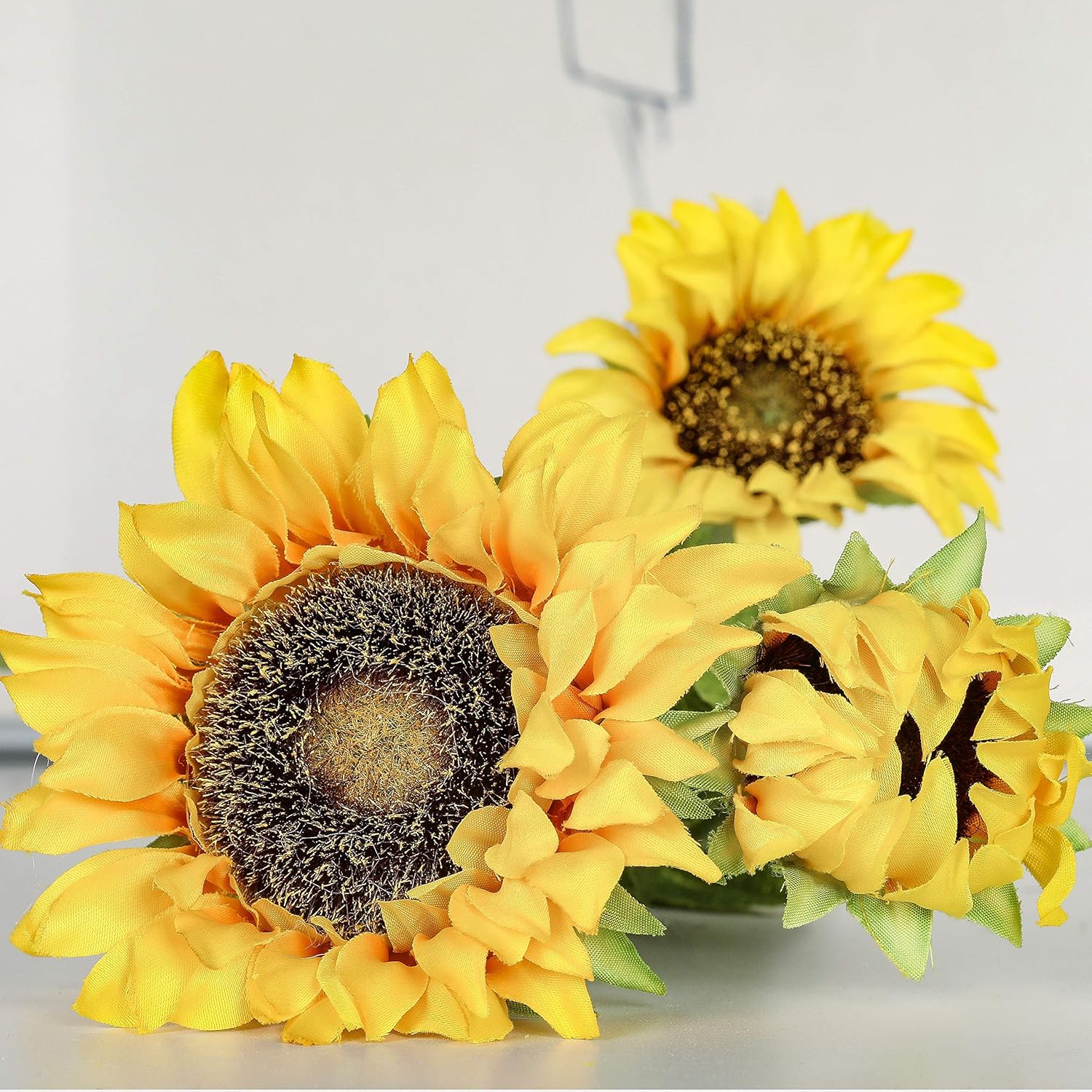 Artificial Sunflowers 6pcs 29'' Long Stem Branch with 3pcs Artificial Flowers for Wedding Bridal Bouquet Home Decoration Housewarming Gift Centerpieces Baby Shower Reception(Yellow)