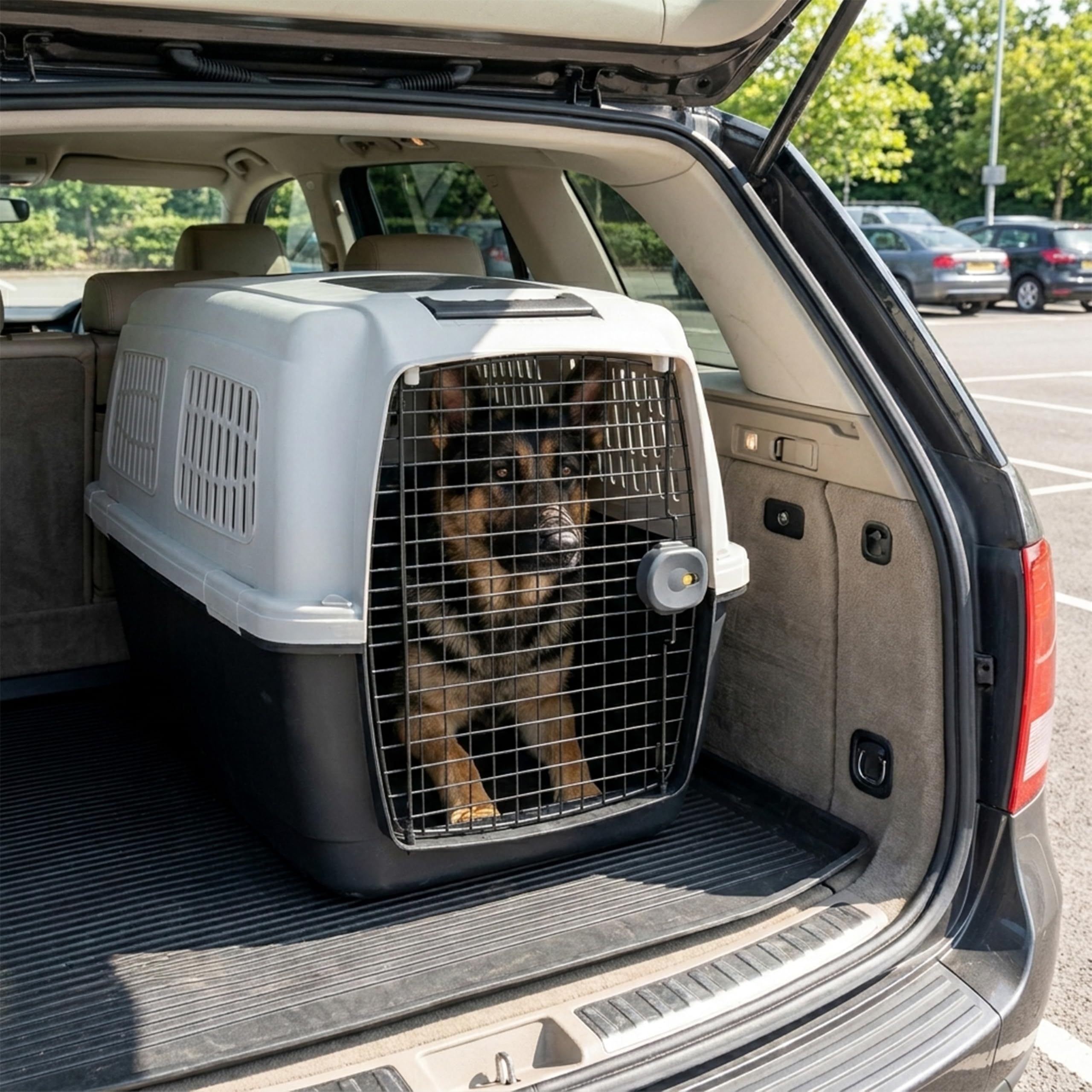 Ferplast Transportín Perro Clipper Plus, IATA, Transportín para Perros Grandes MAX 60 Kg, BleuCierre Seguro, Doble Compartimento para Accesorios, Asa extraíble, 105 x 75 x h 79 cm