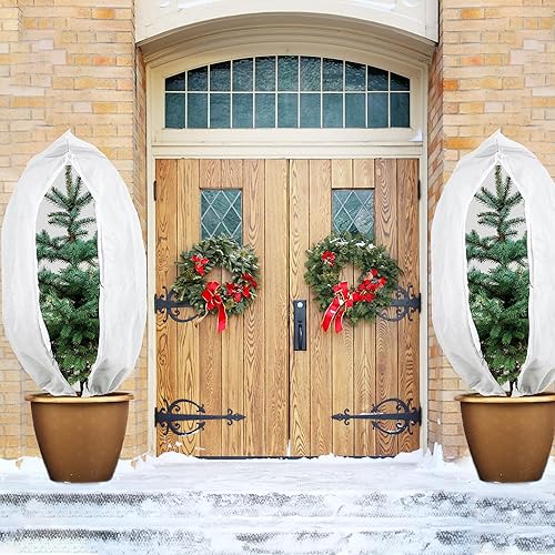 Miniatura 6 de Cubiertas para plantas, protección contra congelación, bolsas de protección contra heladas de invierno, reutilizables, tela no tejida para plantas
