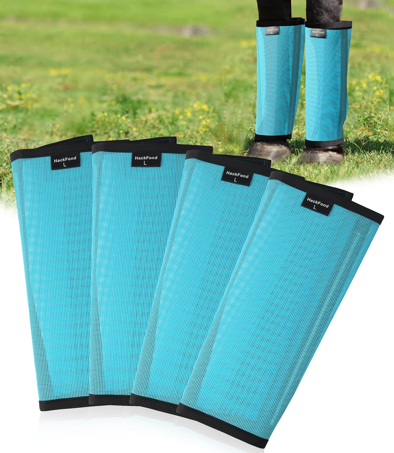 Breathable Mesh Horse Fly Boots - Equine Fly Leg Wraps for Insect & Scratch Protection, Comfortable Horse Leg Guards for Pasture, Trail Riding & Daily Use Set of 4 Bright Orange Medium