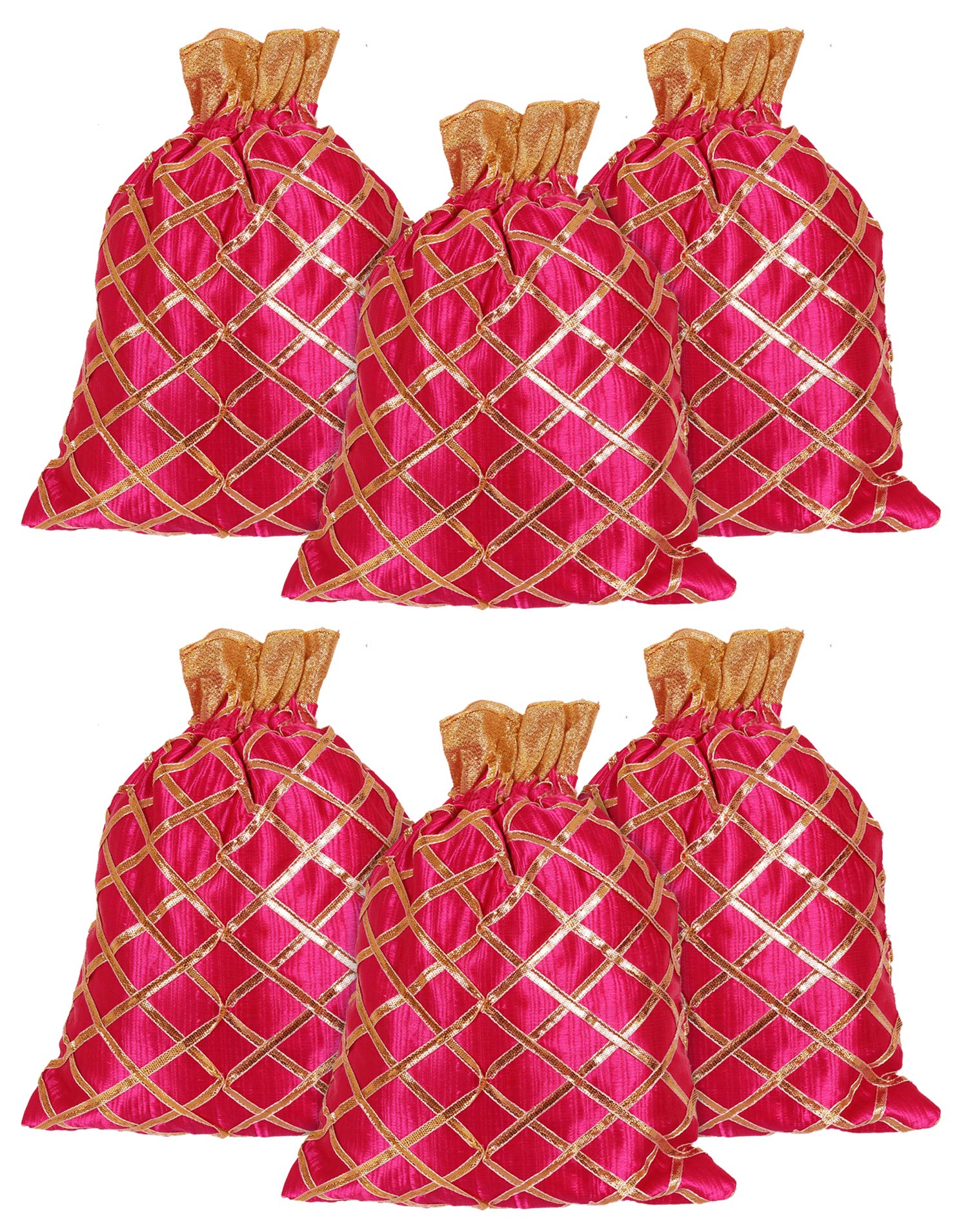 Kuber Industries Potli Bags Handbags for Women Gifting Wristlets for Wedding, Festival, Kitty Subh Shagun-Pack of 6 (Pink) (B0971CLCBJ) Amazon Price History, Amazon Price Tracker