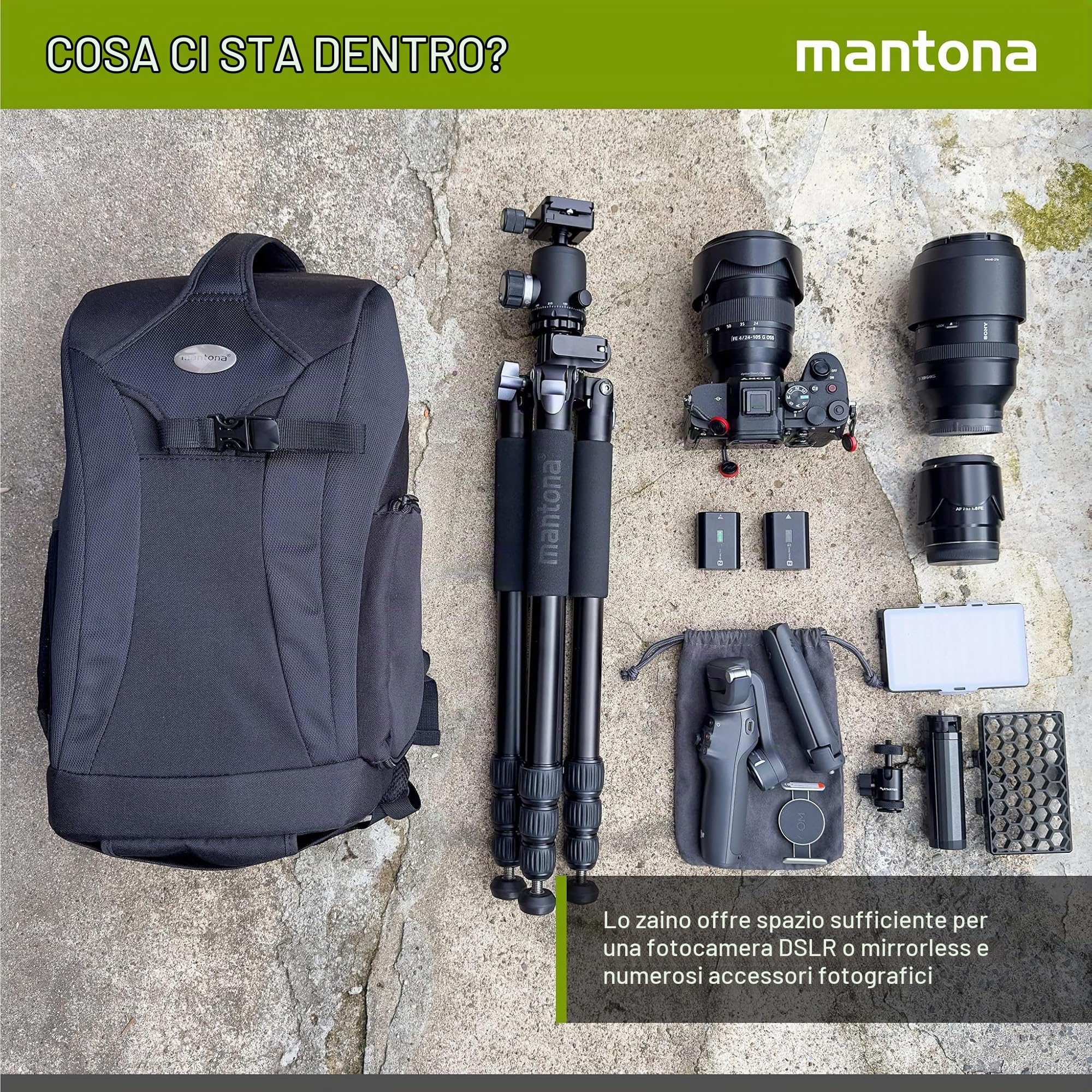 Mantona Trekking Fotorucksack – DSLR Kamerarucksack Kameratasche mit Regenschutz, 17947, Schwarz