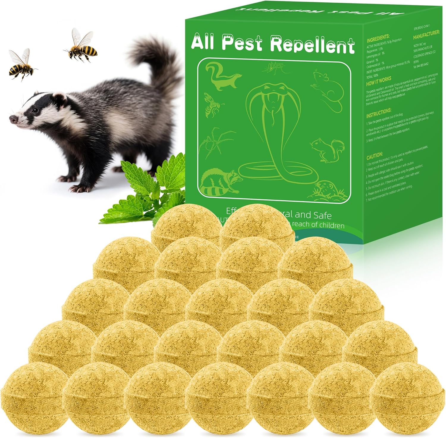 24PACK Skunk Repellent for Yard & Garden – Natural Skunk Deterrent Granules, Long-Lasting Outdoor Rodents Repeller, Safe for Pets & Plants, Protect Lawn, Patio & Trash Area