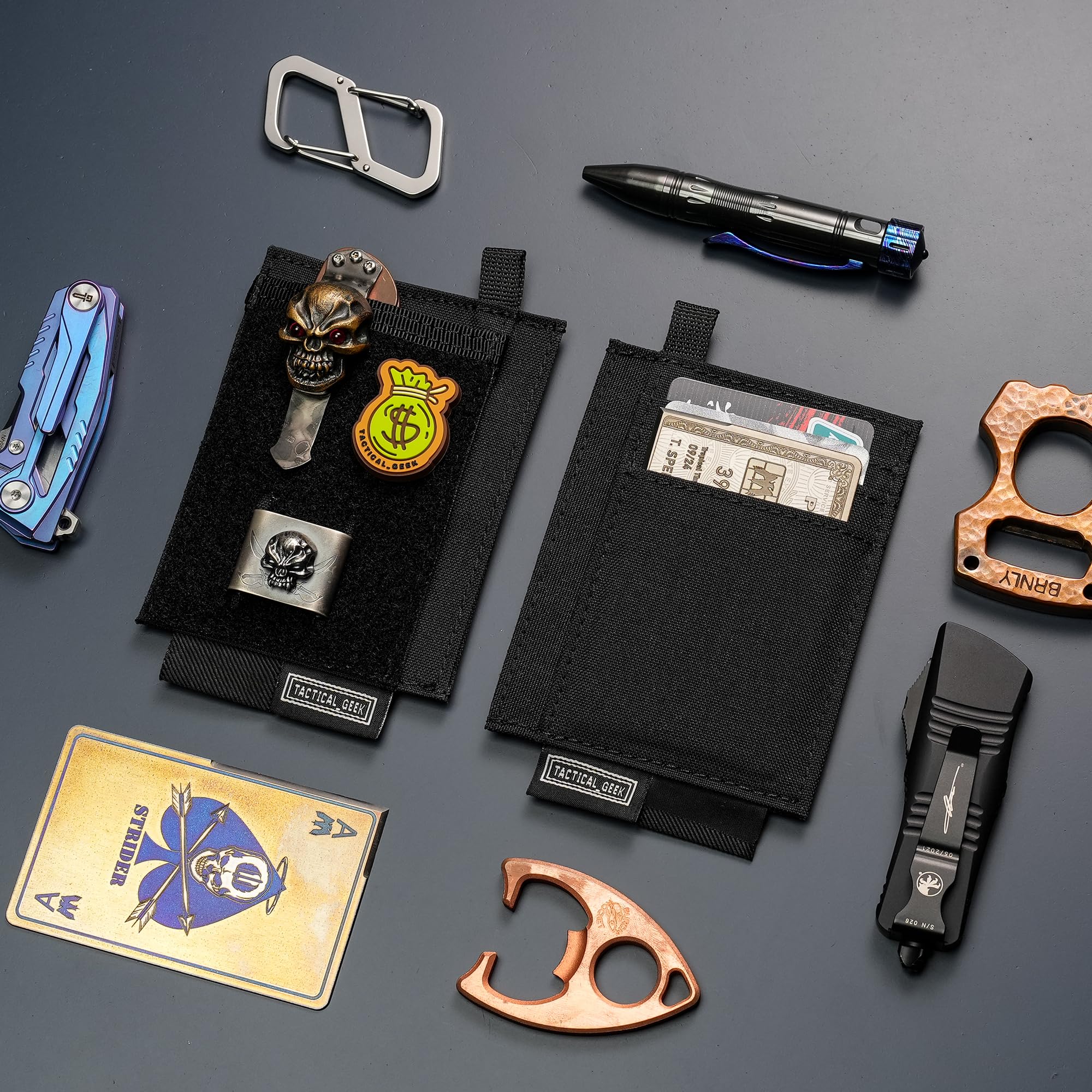 Mini Porte-Monnaie Homme Nylon Petit Organisateur de Poches Taille de la Paume 6 Compartiments pour Cartes, Compartiment pour Carte d'identité, Compartiment pour Billets, pour Petite Monnaie