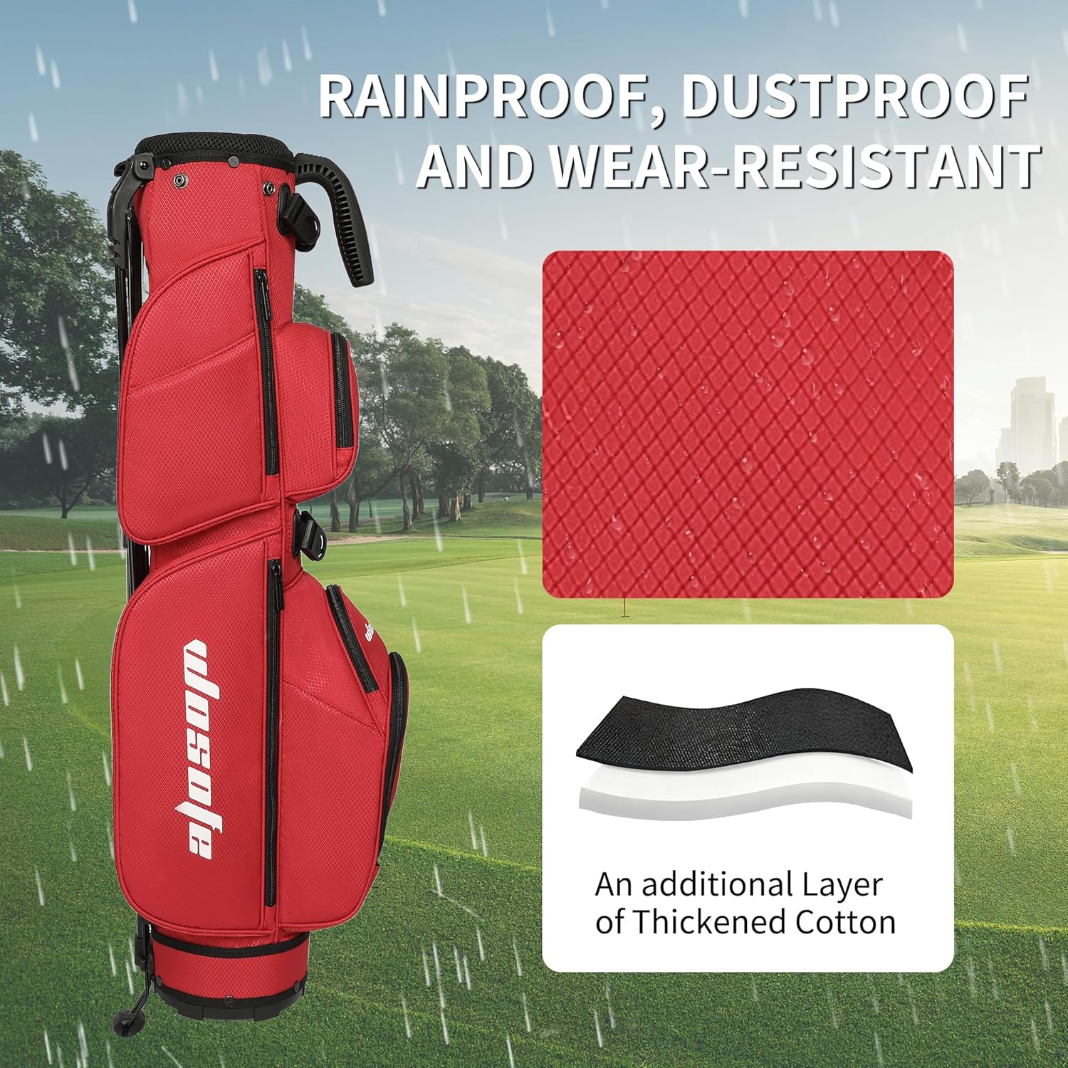 Lightweight Golf Stand Bag - 3-Way Dividers, Fits 5-9 Clubs - Small Sunday Bag for Men & Women, Par 3, Driving Range & Executive Courses - Waterproof, Dual Straps & Rain Cover Included - Image 5