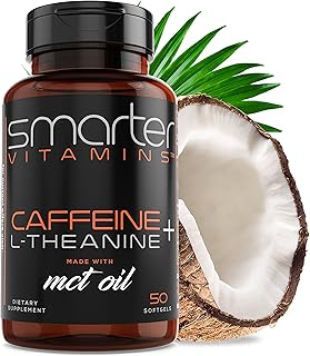 Keto 200mg Caffeine Pills - MCT Oil from 100% Coconuts + 100mg L-Theanine, Advanced Energy, Clean Focus and Perfect Clarity + All Natural Smooth Extended Release