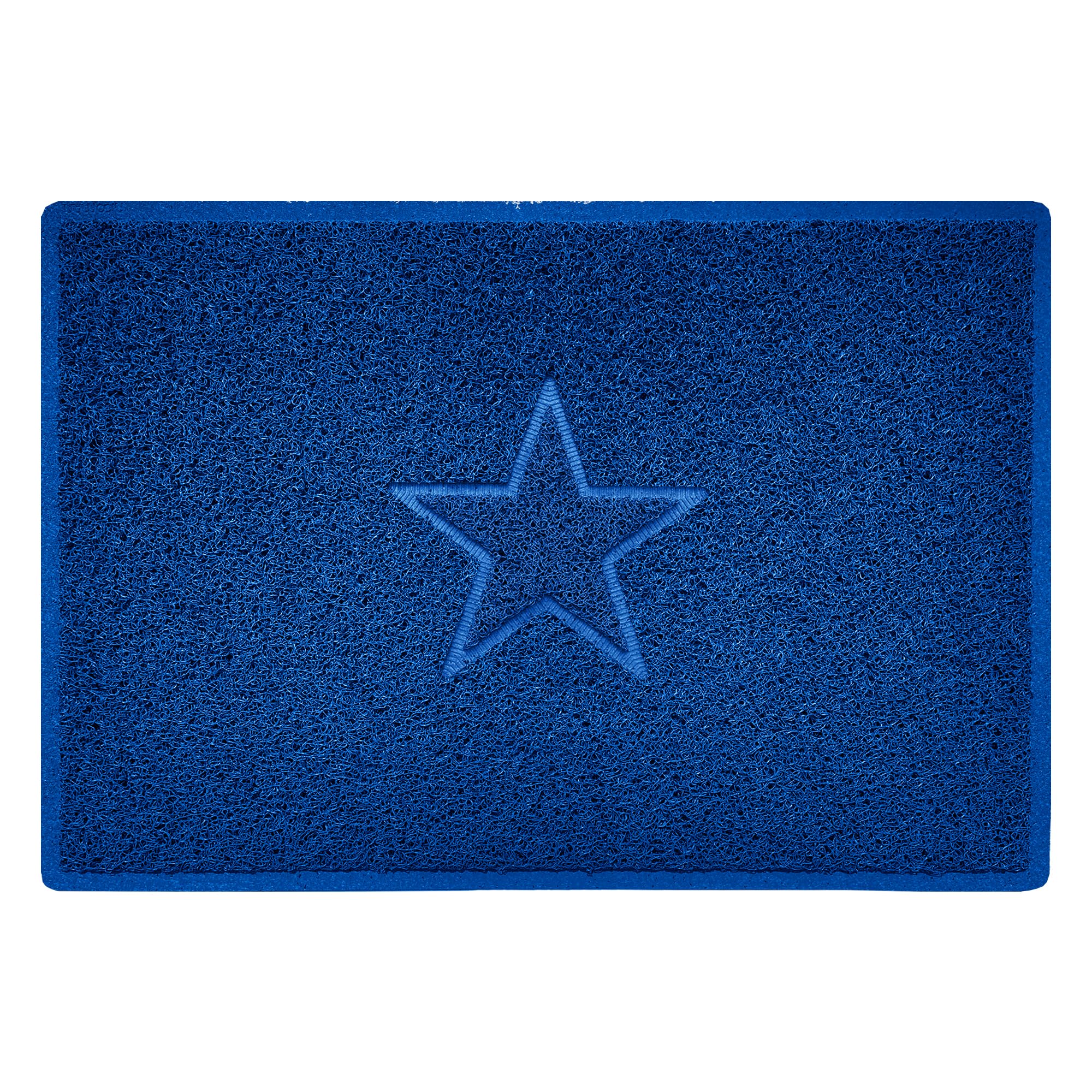 Nicoman Star Shape Embossed Entrance Door Mat Non Slip Dirt Trapper PVC Spaghetti Mat with Rubber Base, Jet Washable Quick Drying Doormat Indoor or Outdoor - (Large, Blue, 90 x 60cm)