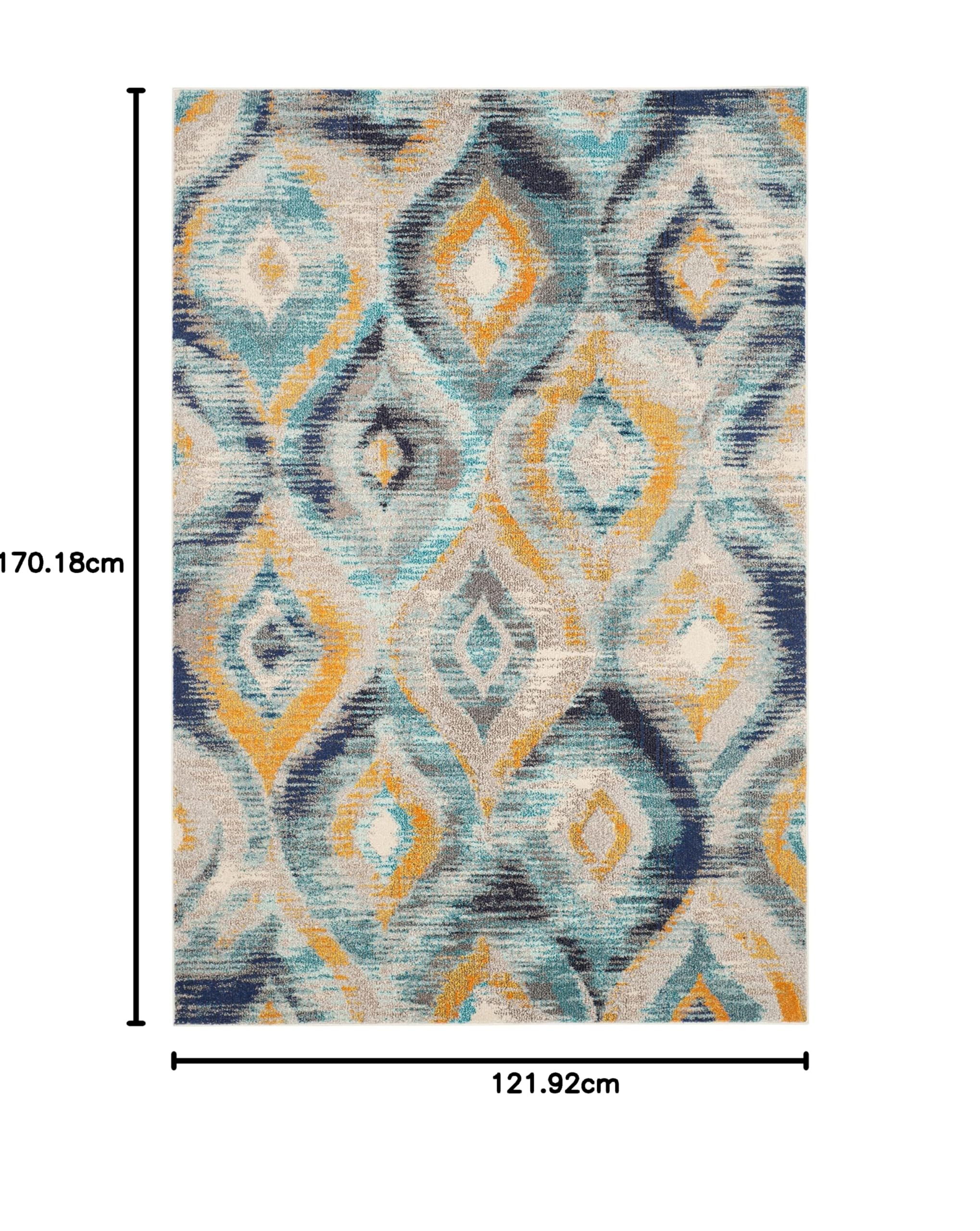 SAFAVIEH Tapis Boho Pour Salon, Salle à manger, Chambre à coucher - Monaco Collection, Tapis à poil court, Bleu et Multi, 122 X 170 cm