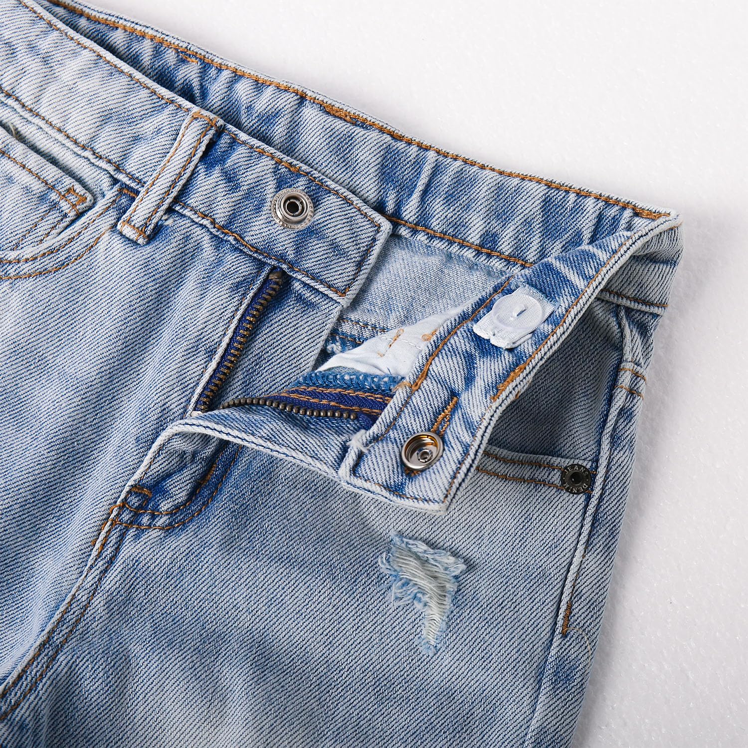 KIDSCOOL SPACE Jeans per Bambini e Bambine, Fascia Elastica all'Interno di Pantaloni in Denim di Moda Strappati