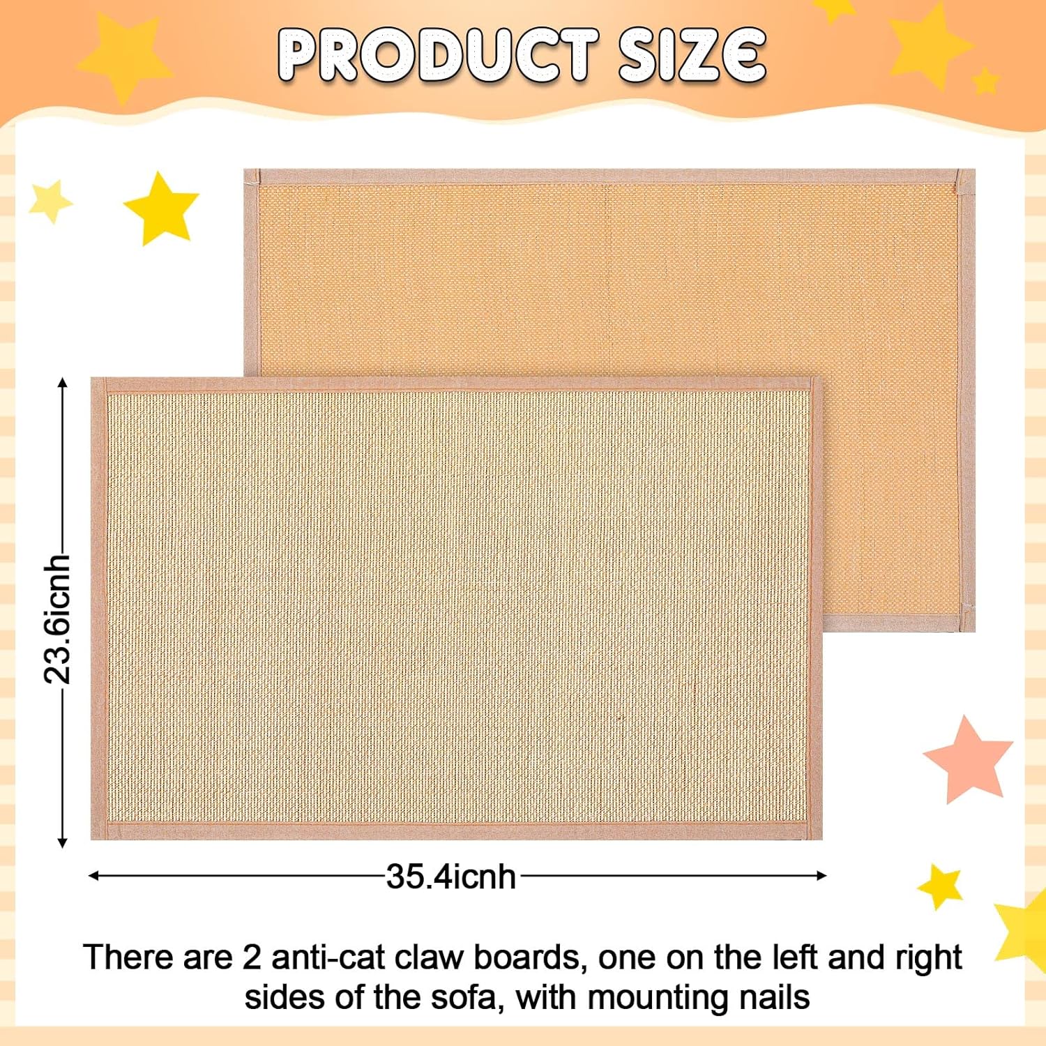 Newwiee 2 Pcs Cat Scratch Furniture Protector Mat Sofa Couch Protector for Cats Pet Scratching Pads for Couch, Sofa, Chair, Easy Installation(23.6 x 35.4 Inch)