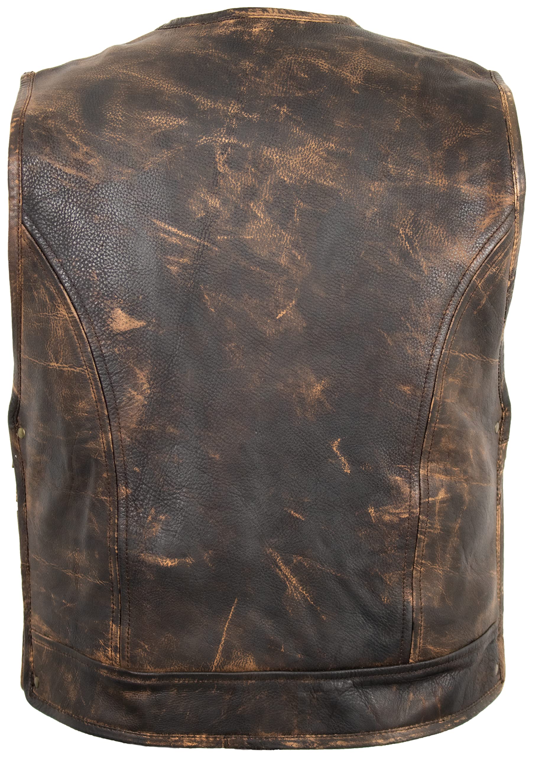 MDM Herren Vintage Lederweste/Kutte aus echtem Leder