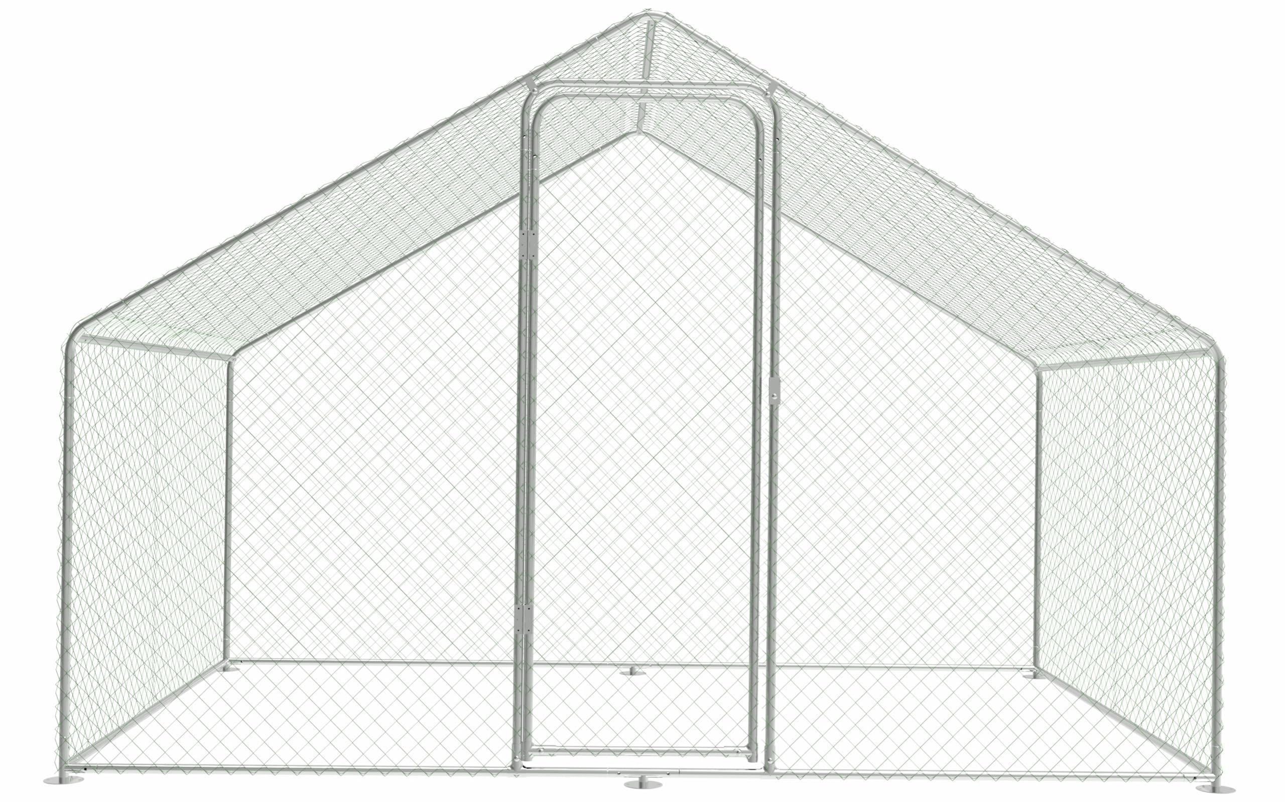 Enclos Poulailler Extérieur 6 m² en Métal Galvanisé avec Bâche PE Imperméable et Porte Verrouillable – Grand Parc Grillagé pour Poules, Lapins, Canards et Petits Animaux – 2 x 3 x 2 m