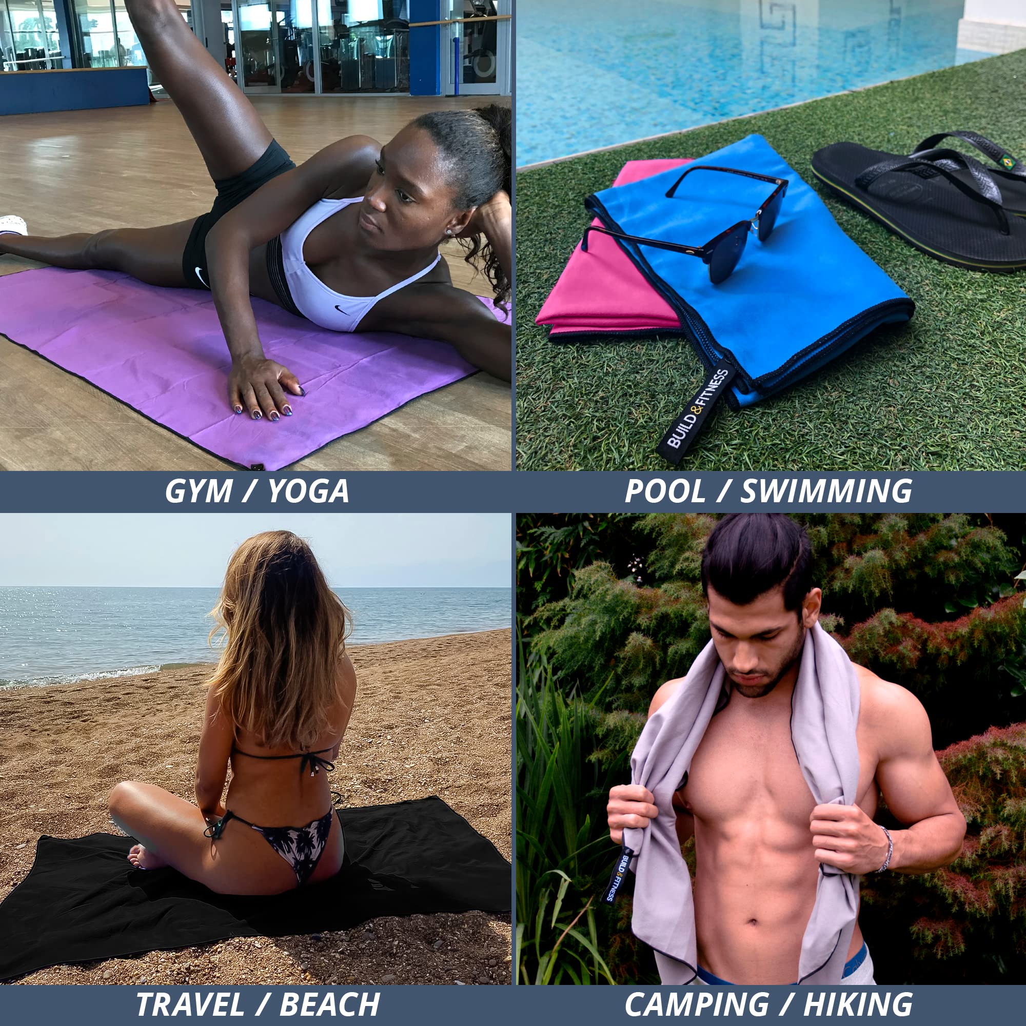 Serviette De Sport Microfibre Avec Pochette Zippée - Séchage Rapide, Douce & Absorbante - Fitness, Yoga, Musculation