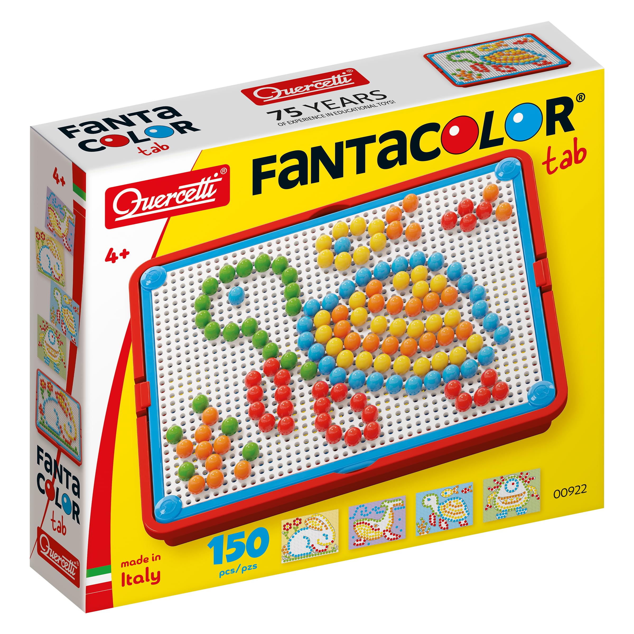 Quercetti FantaColor Tab 150 Chiodini per Bambini 3 anni, Giochi da Tavolo Bambini 3-6 Anni, Educativo e Creativo, con Tavoletta, Guida e Cestello, Giochi 3 Anni fino a 6 Anni, Made in Italy