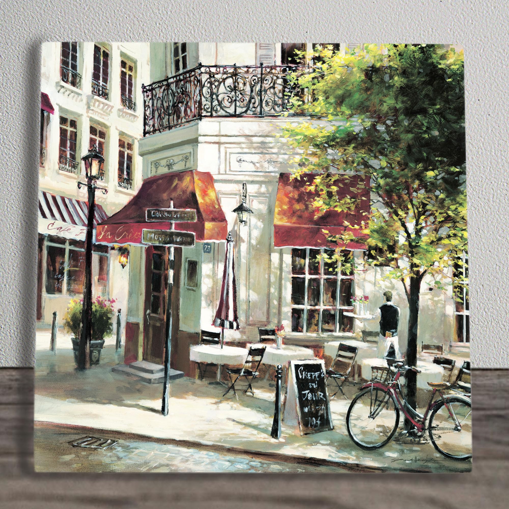 Global Designs Multilcoloured The Crepe House Ceramic Tile Picture Plaque Sign Wall Art By Brent Heighton Paris Street Scene 20X20cm
