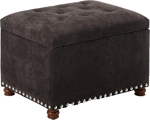 Miniatura 8 de Adeco Elegante mezcla de algodón Acentos rectangulares de almacenamiento, reposapiés otomanos y otomanos de almacenamiento, color blanco