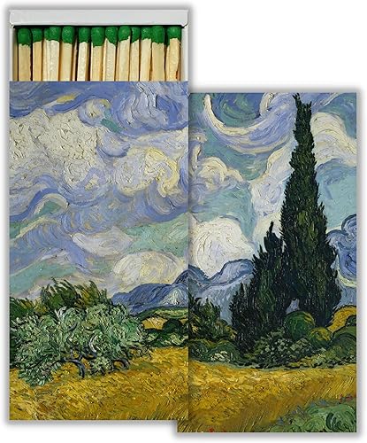Miniatura 1 de Wheat Field Van Gogh - Caja de cerillas decorativa con cerillas de madera, ideal para iluminar velas, chimeneas, parrillas y más  Una caja