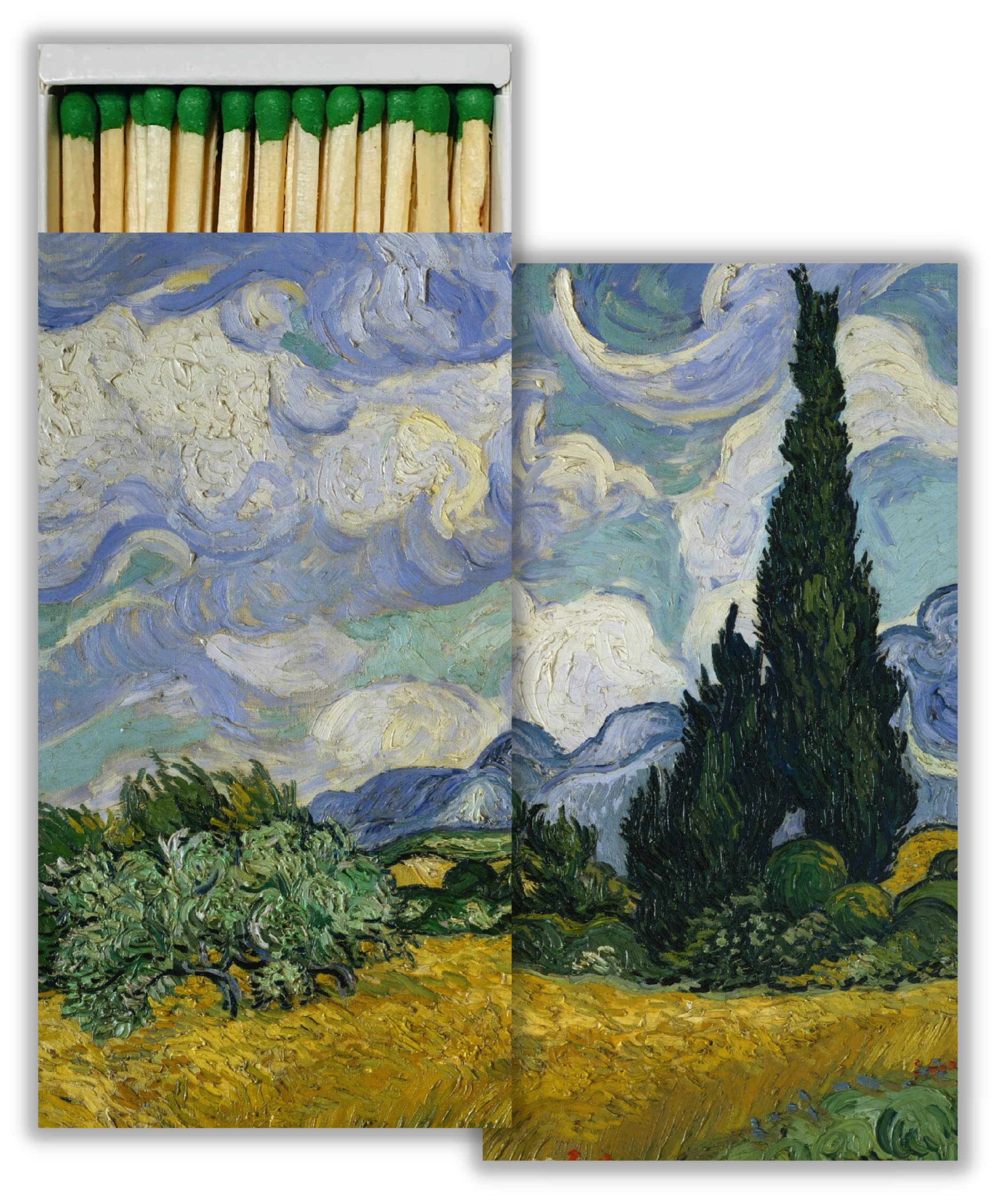 Wheat Field Van Gogh Decorative Matchbox with Wooden Matches - Great for Lighting Candles, Fireplaces, Grills and More | One Box