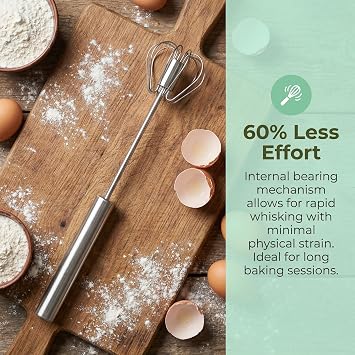 Stainless Steel Egg Whisk – Hand Push Whisk Blender for Effortless Whisking, Beating, and Stirring – Perfect Milk Frother and Rotating Push Mixer Stirrer
