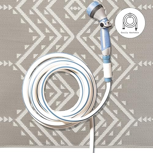 Miniatura 9 de Fab Habitat Alfombra azteca para exteriores, impermeable, resistente a la decoloración, sin arrugas, plástico reciclado de alta calidad, a rayas,