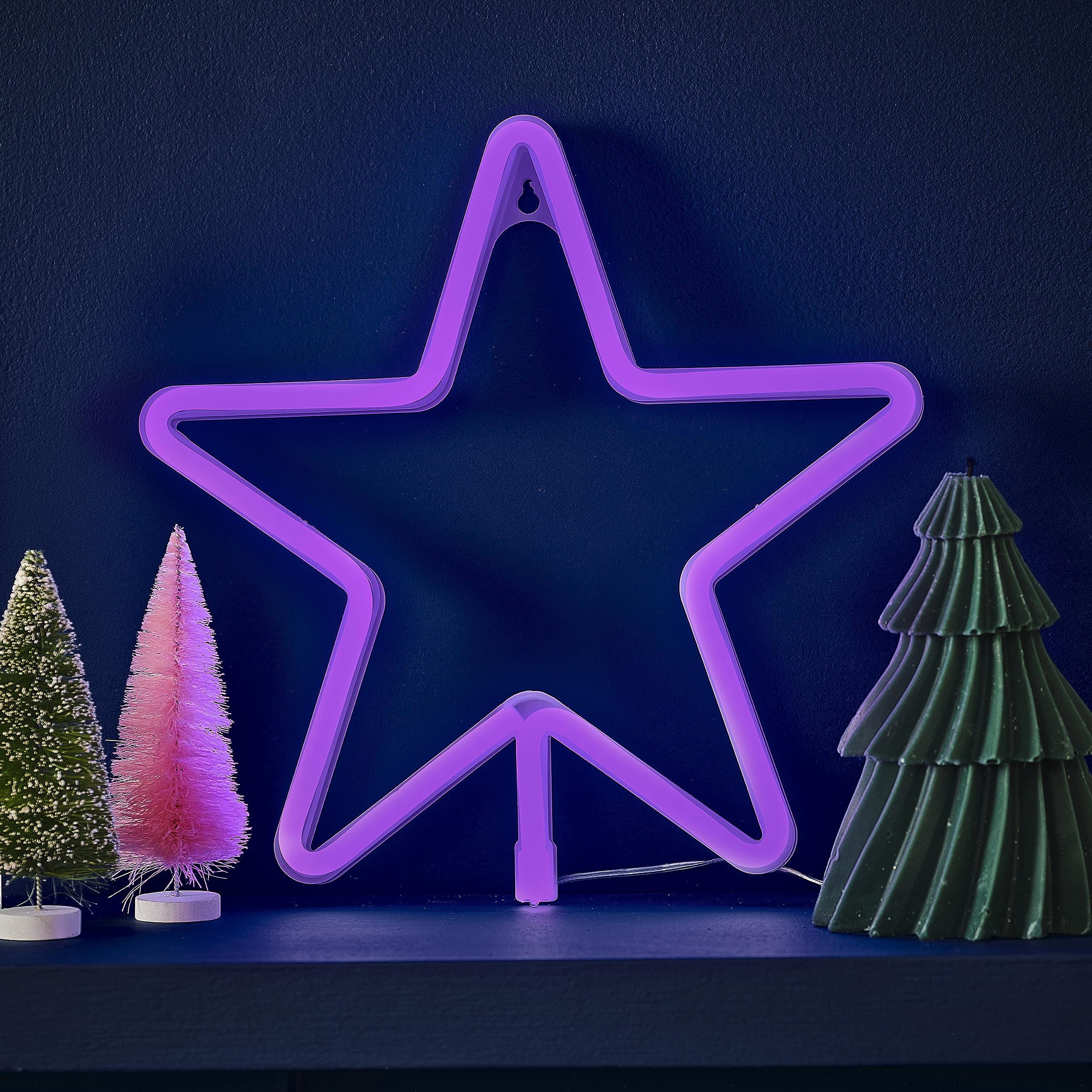 Ginger Ray Christmas Large Lilac Light Up Star Neon Light Fireplace Tabletop Decoration