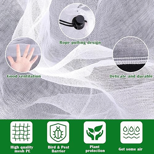 Miniatura 3 de PURPLE STAR 1N Malla de barrera de insectos de 6.2 x 8.2 pies con cordón de ajuste, cubierta para plantas para proteger las plantas, frutas y flores