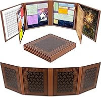 Vista 1 de CASEMATIX DM Screen Faux Leather 8-Panel Deluxe GM Screen - Eight Panel Folding Dungeon Master Screen with 2 Swinging Panels and Wet Erase Pockets