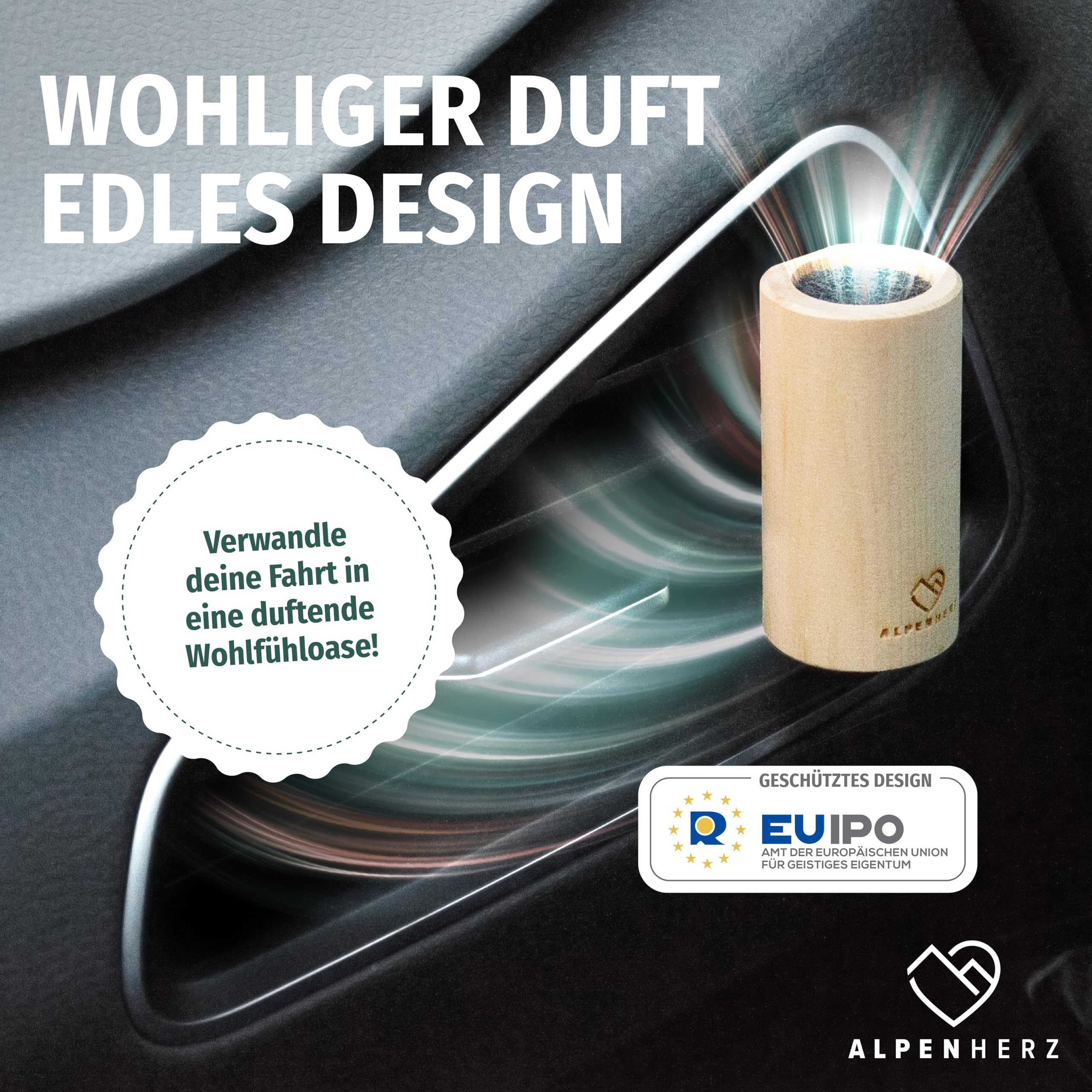 Alpenherz Auto Lufterfrischer aus Zirbenholz wiederverwendbar Duftstecker Zirben Duft Geruchserfrischer Zirbenöl Zirbenduft Autoduft Deko Auto Zubehör Innenraum Geschenk Geruch Lüftung Neuwagen
