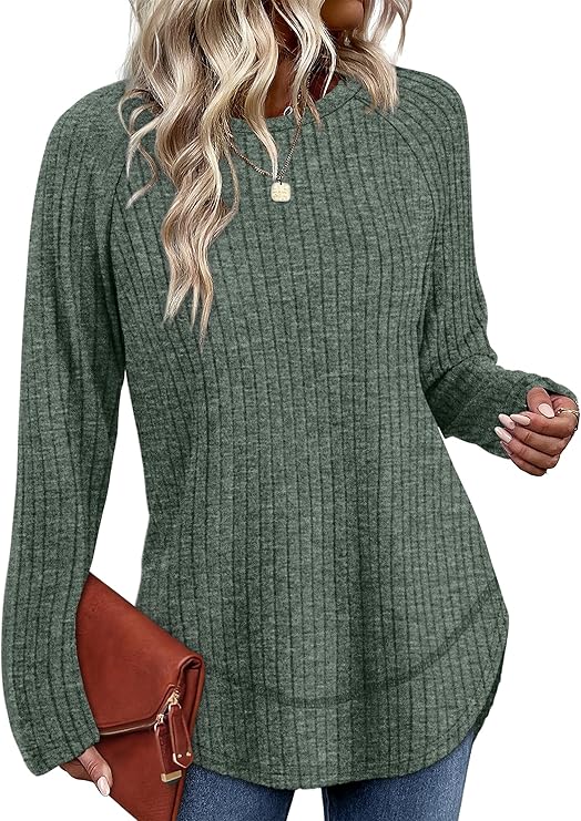 WIHOLL Long Sleeve Shirts for Women Fall Sweaters 2025 Lightweight Casual Tunic Tops Loose Fit Winter Clothing S-2XL