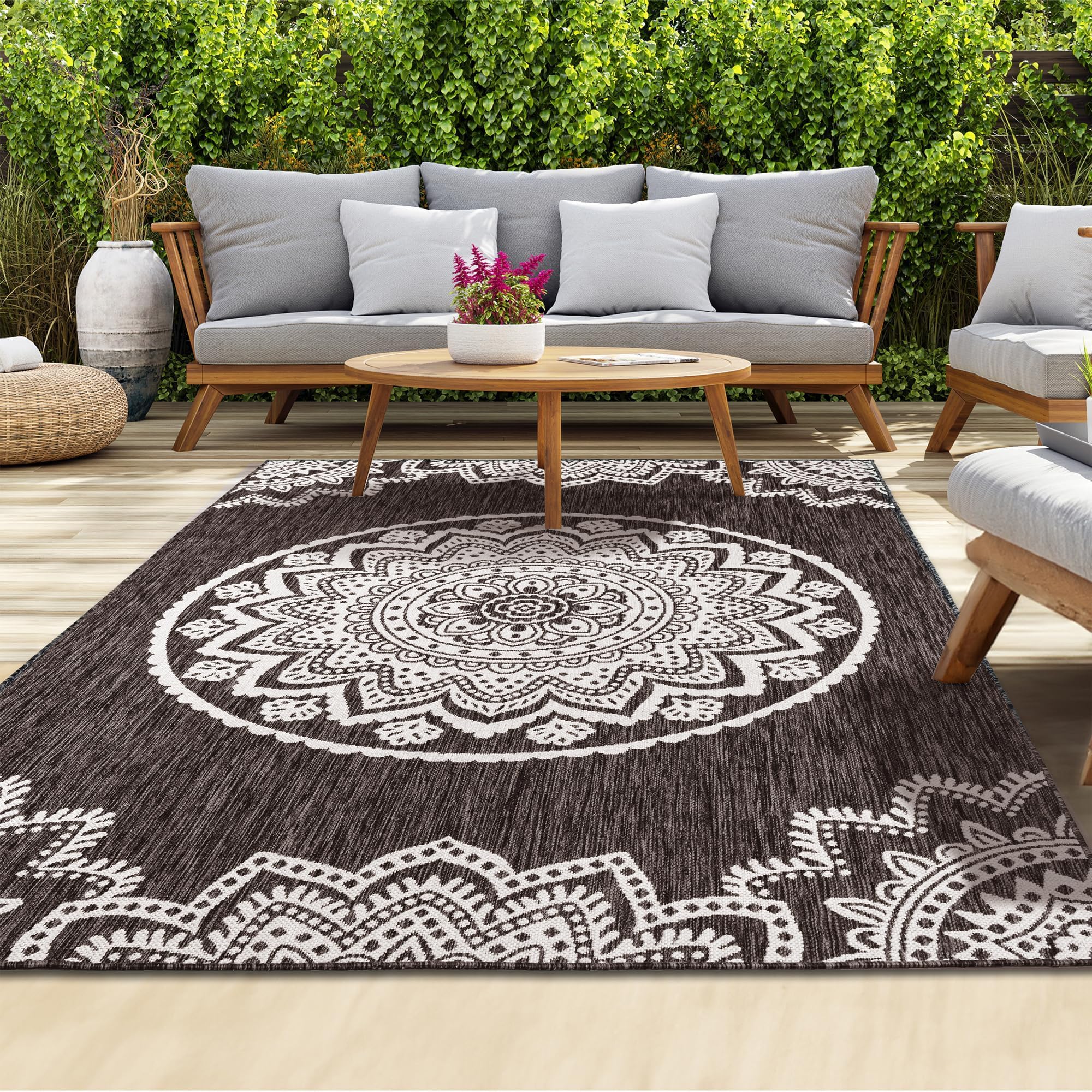 homeart Outdoor Rug - Easy-Clean, Durable, Stain-Resistant, Weather & UV Resistant Indoor & Outdoor Rugs for Porch, Deck, Balcony, Garden, Picnic and Patio | Bellis Green - 80x150cm — view 41