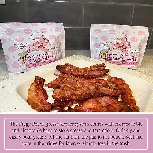 Miniatura 4 de Piggy Pouch - Bolsa de almacenamiento para grasa de tocino, reutilizable, diseño hermético, sin olor, 12 onzas, paquete de 6