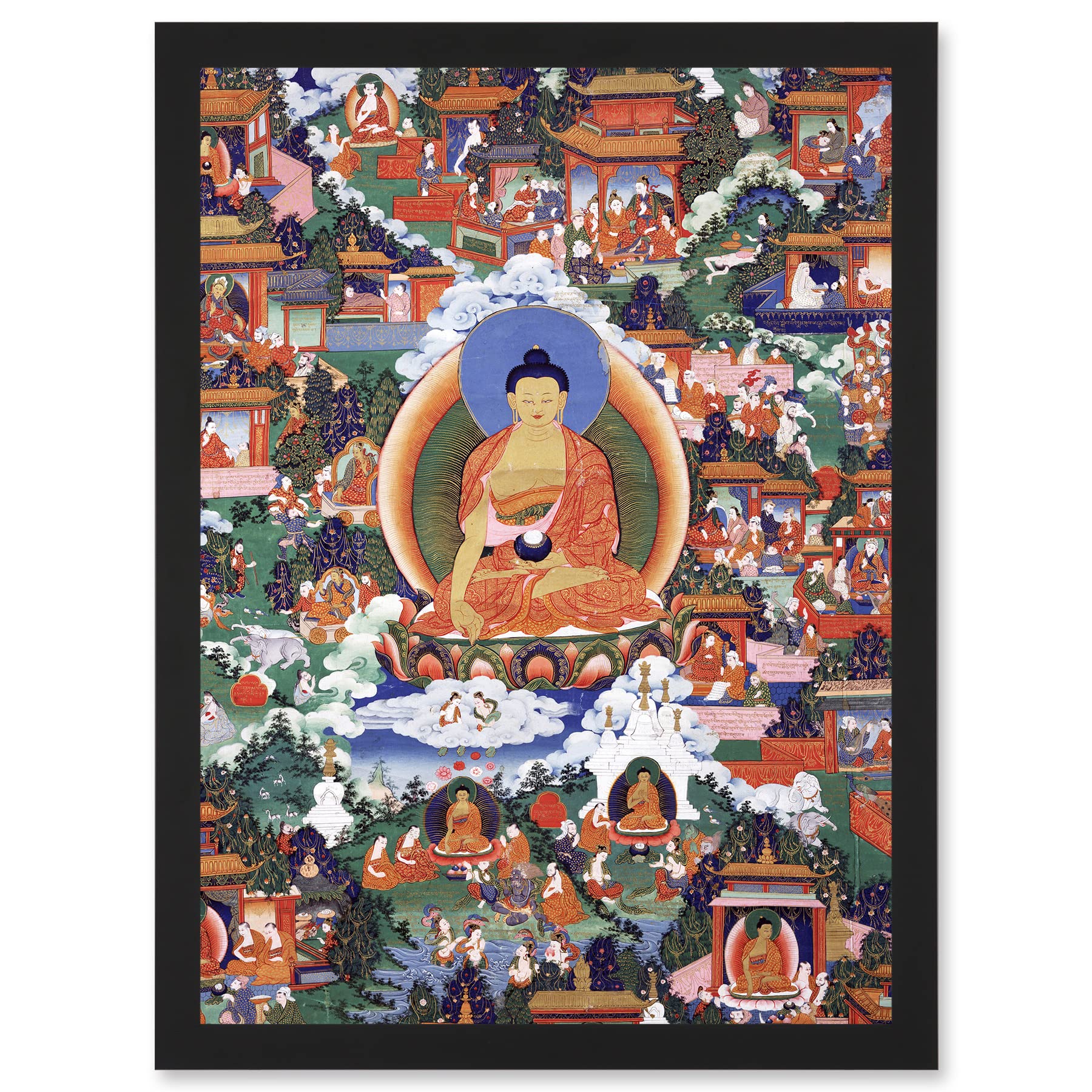 Artery8 Shakyamuni Buddha Avadana Legend Painting Royal Buddhism Wall Art PrintA4 Size from B&Q