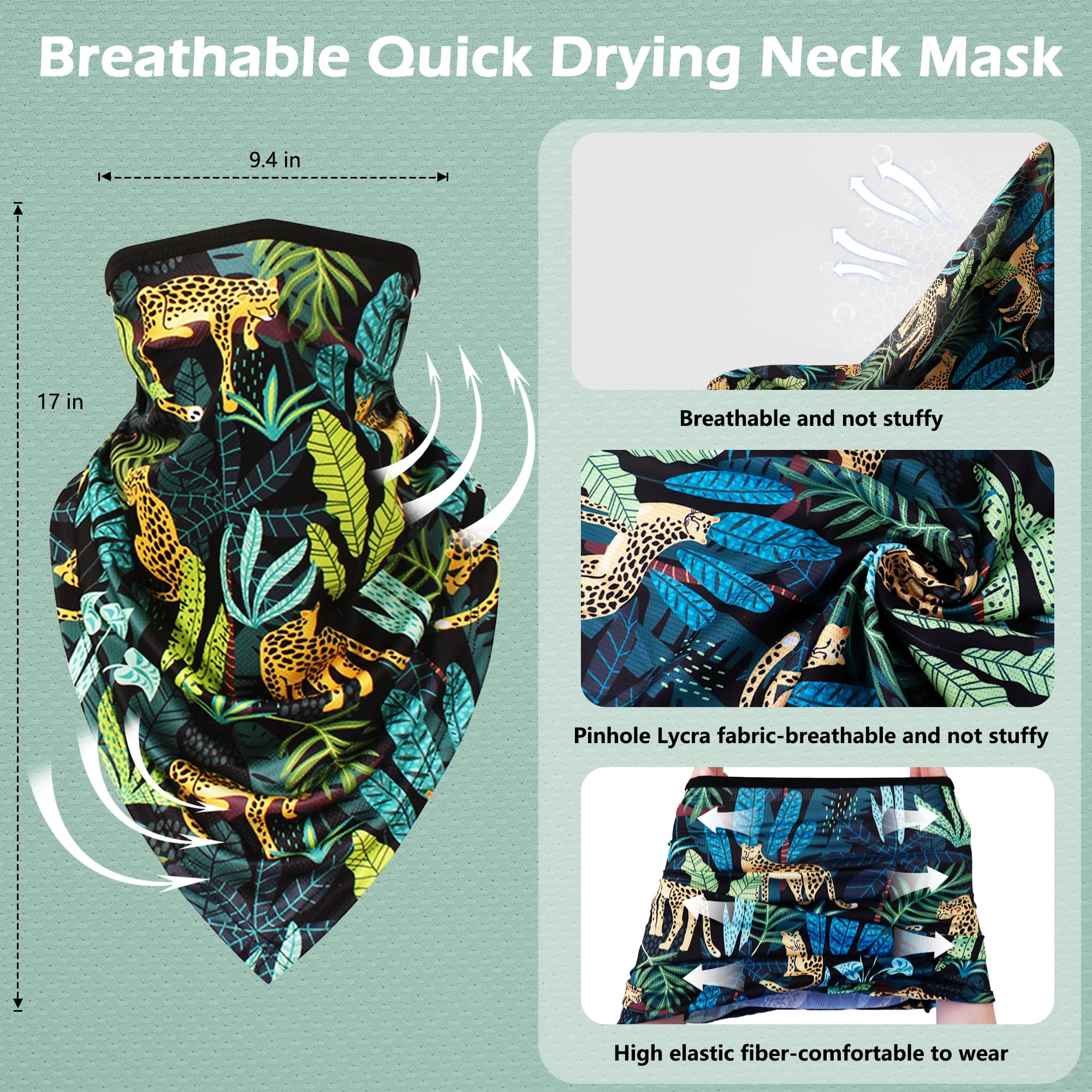 RIDEIWAKE Bandana Neck Gaiter with Balaclava Face Scarf Mask Quick-Dry Half Masks for Women Men - Dustproof & UV Sun Protection & Breathable