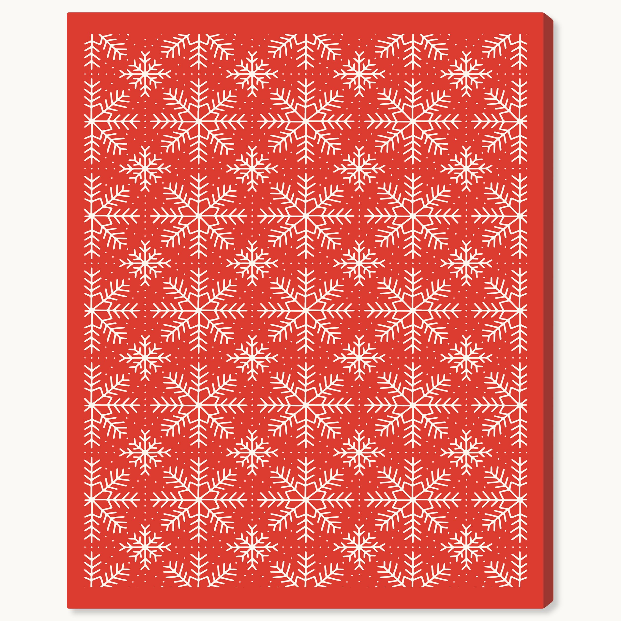 Wynwood Studio Abstract Modern Wrapped Canvas Art - White Snowflake Pattern Red BG, Wall Art for Living Room, Bedroom, and Bathroom, 20" x 24", Red and White Home Decor