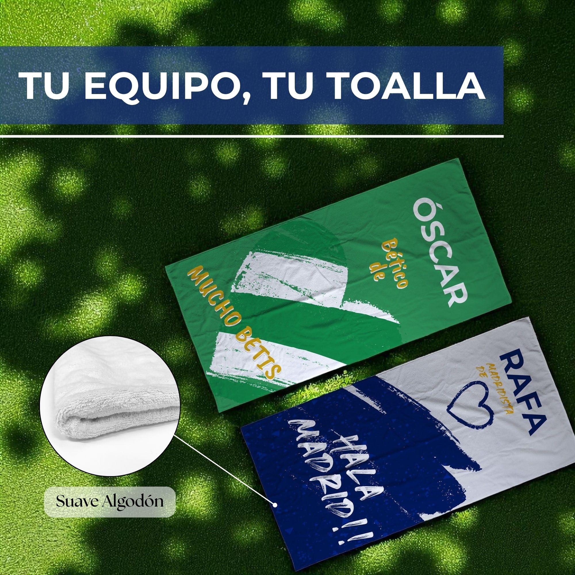 LolaPix Toalla Barcelona. Toallas Personalizadas. Toallas de Futbol con Nombre. Toalla Personalizada Playa. Regalos Personalizados con Nombre. Varios diseños y tamaños.