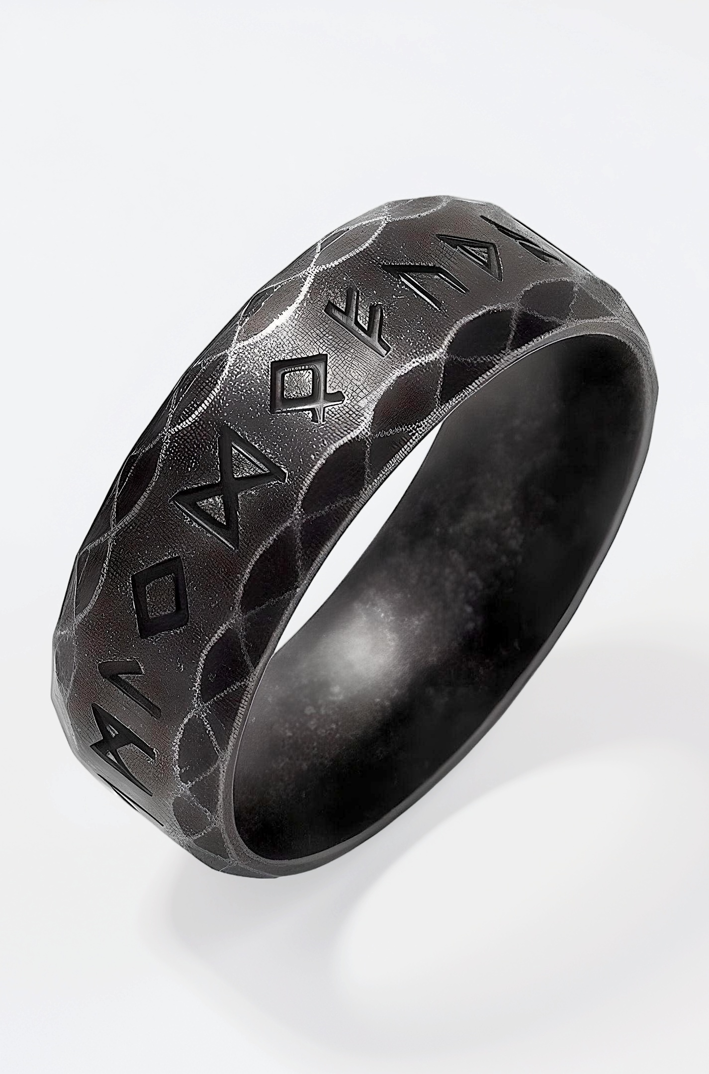 VIKING NORSE AMULET - Black Oxy Ring | Luxury Solid Pure Titanium Stainless Steel Ring Jewellery for Men (Black - Stainless Steel, 17-21- 24)