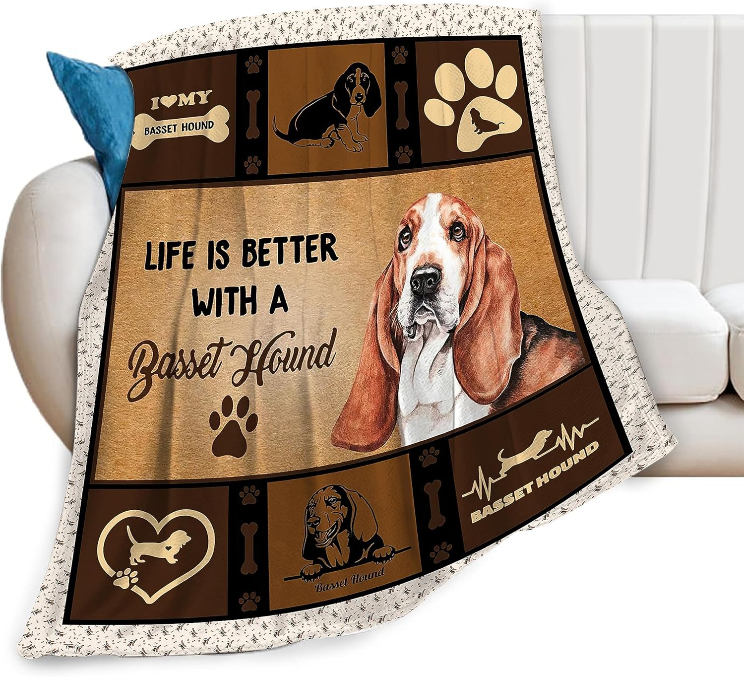 Basset hound fleece blanket Clearance
