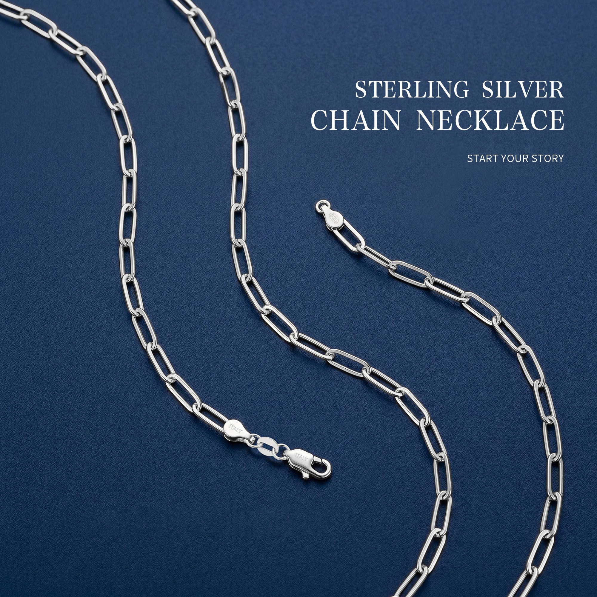 S925 Sterling Silber Over Kette Damen 5MM Breit Büroklammer Kette