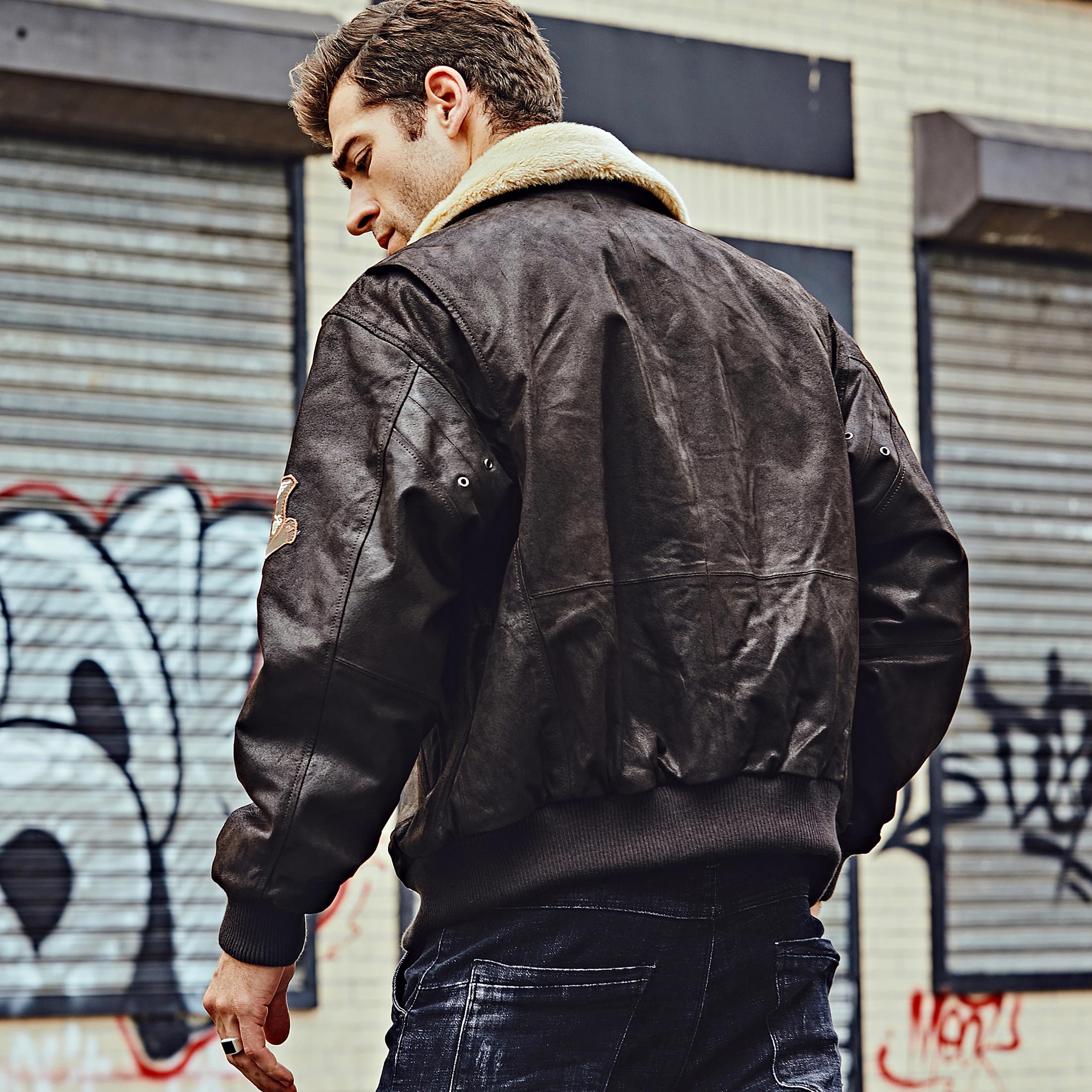 FLAVOR Echtes Lederjacke Herren Luftwaffe Bomber