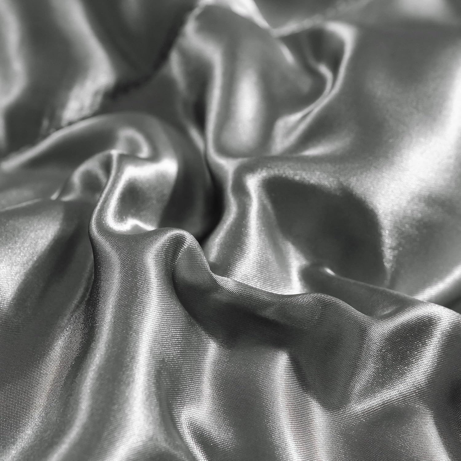 Holawakaka Luxurious Solid Satin Silk Like Comforter Set Ultra Soft Silky Quilt Breathable Bedding Bed-in-A-Bag Queen Size (Grey) - Image 8