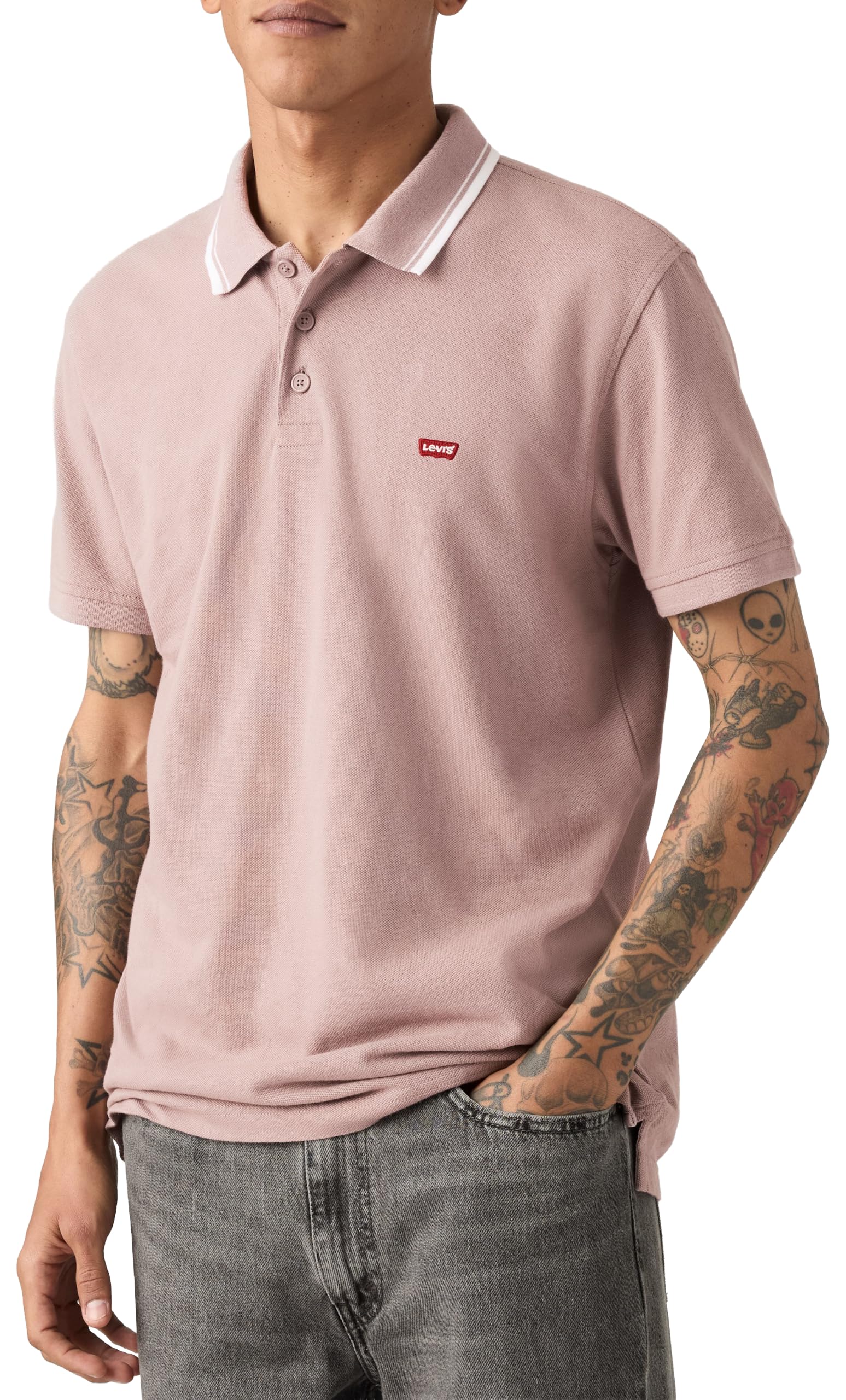 Levis HM Polo Wood Tipping Stripe White