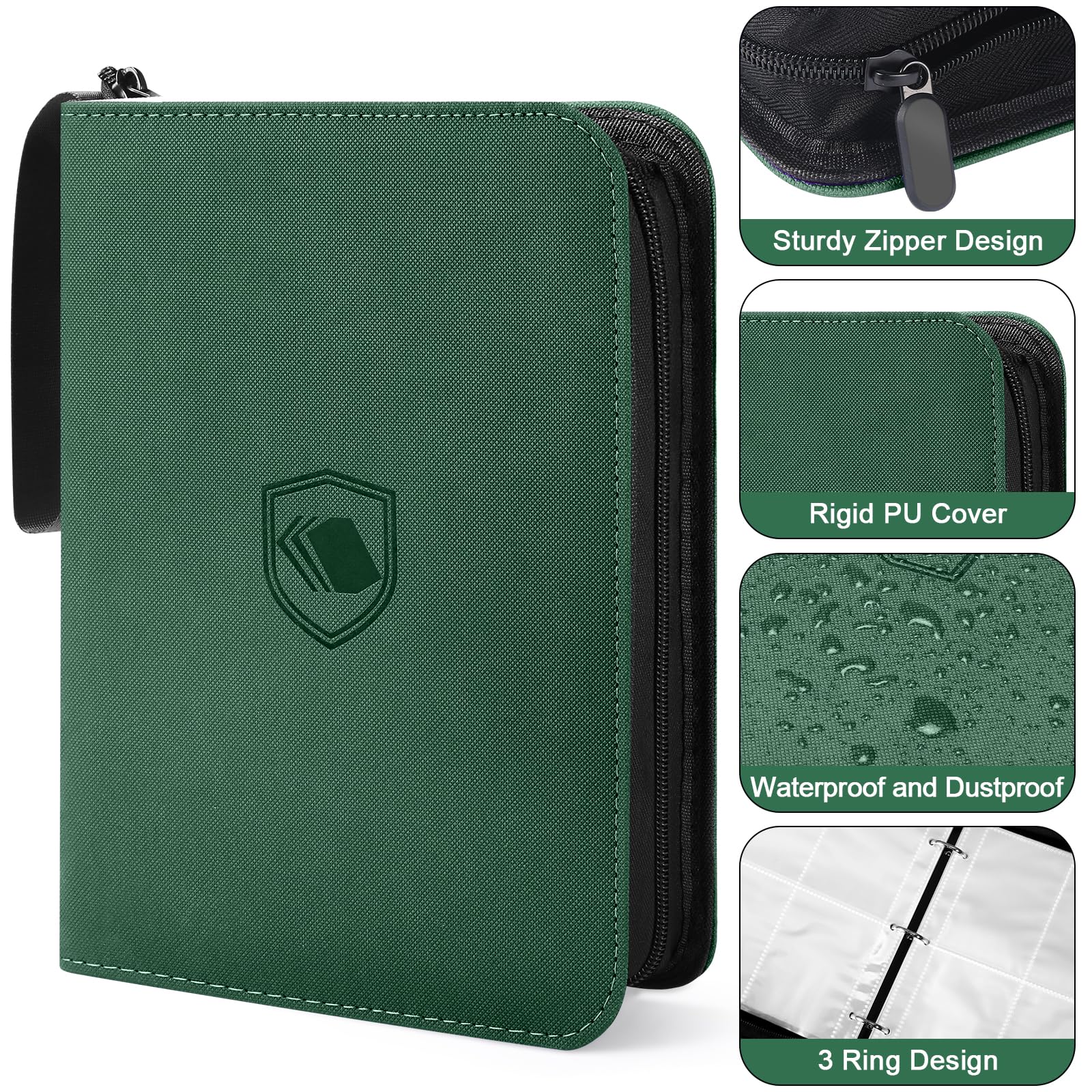 khlerox 440 Pockets Trading Card Binder, PU Cover Zipper Card Collection Album, Sturdy Card Folder Holder for MTG TCG - Image 3