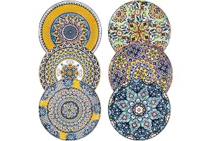 HENXFEN LEAD Dinner Plates Set of 6-10.5 Inch Moroccan Plates Large Dessert, Pasta, Salad Plate