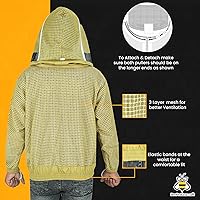 Vista 4 de 3-Layer Ventilated Mesh Bee Jacket for Men & Women with Veils Sting-Proof Beekeeping Jacket with Leather Gloves & Bag