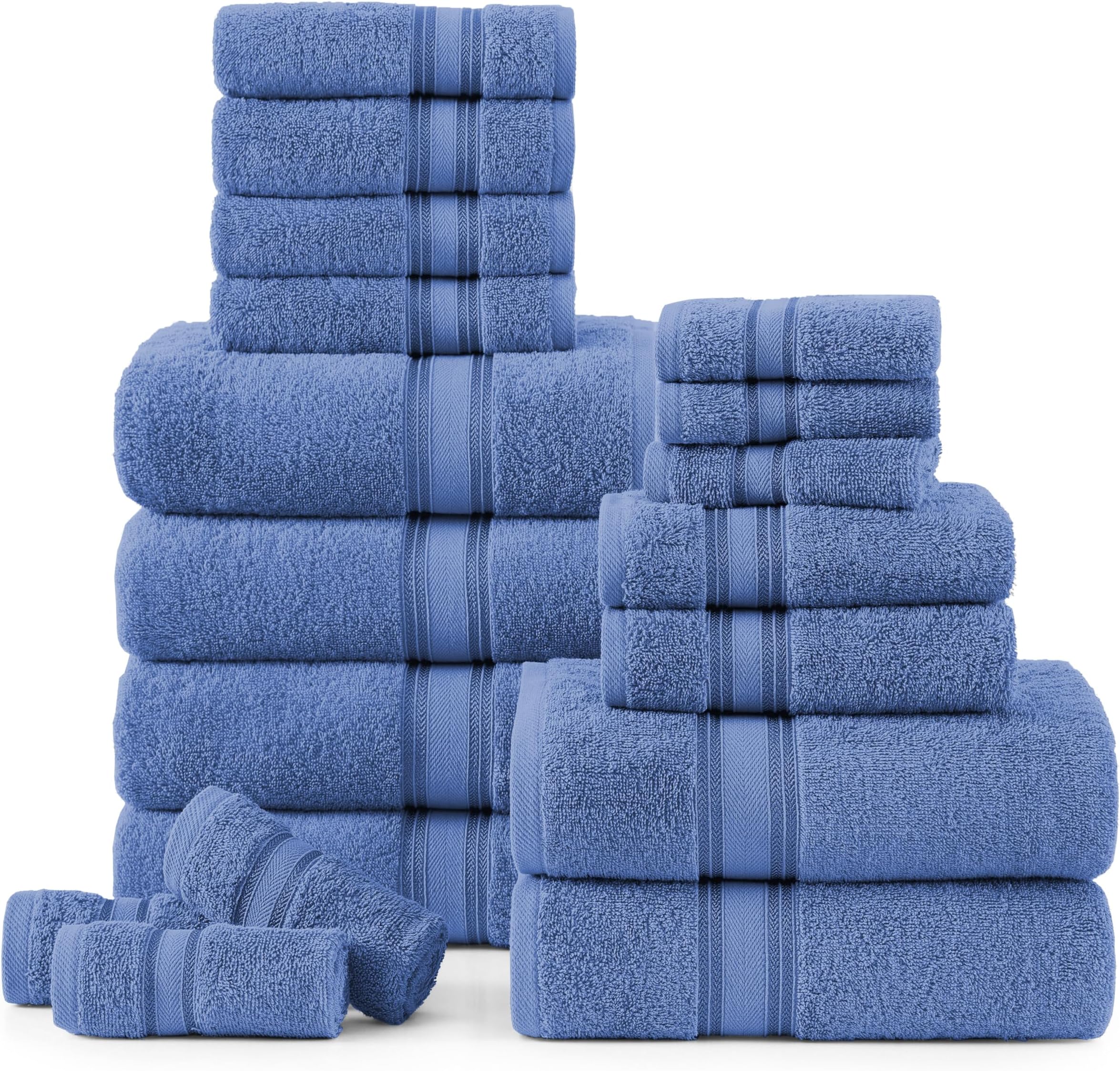 Amazon.com: LANE LINEN Luxury Bath Towels Set - 100% Cotton Bathroom Towels, Zero Twist, Quick ...