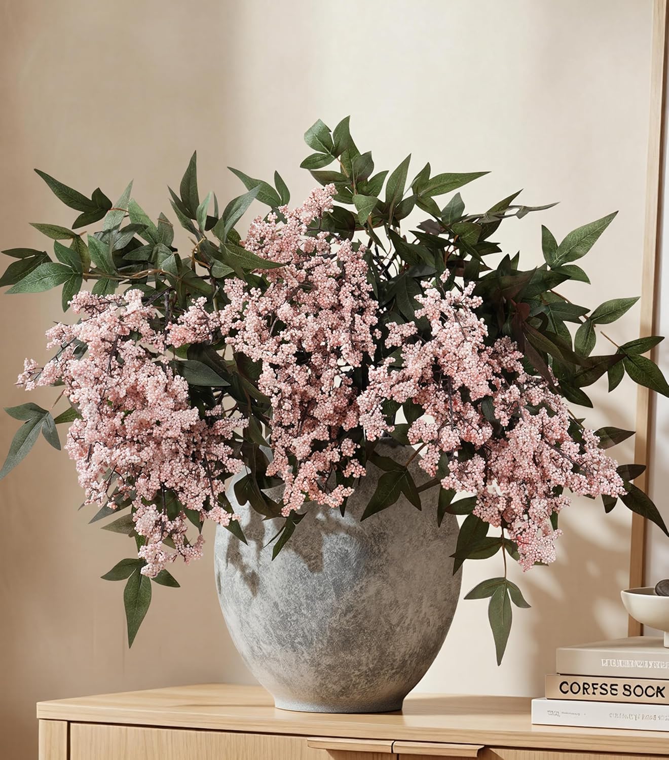 Fake Flowers 3 Pcs 35 Inch Greenery Stems Branches for Vase Floral Stems Realistic Sedum Spray for Home Decor Table Office Wedding Bedroom Party DIY Floral Arrangements Farmhouse Mantel