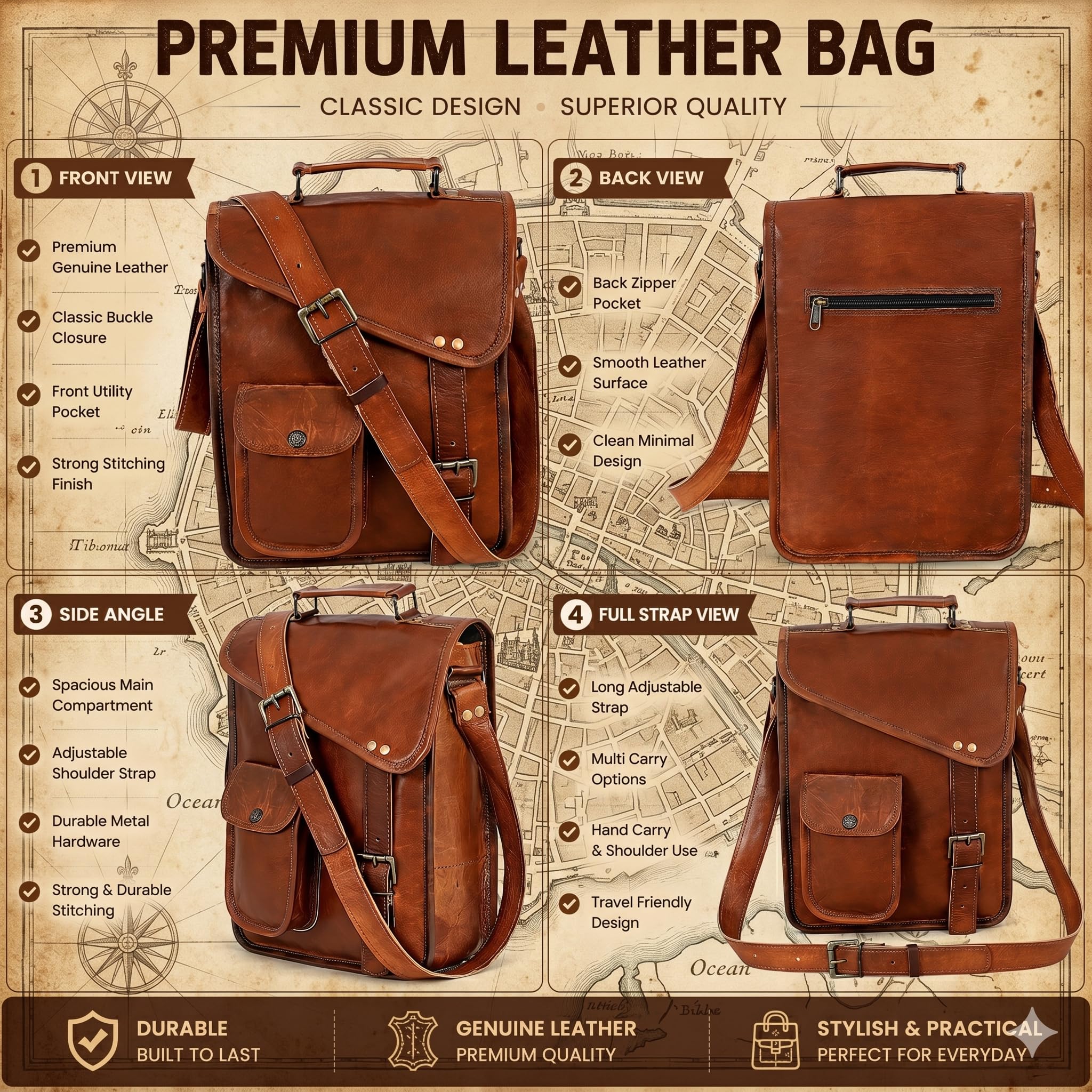 Borsa per tablet in pelle, custodia per laptop, valigetta da ufficio, borsa a tracolla dal look vintage da uomo, regalo per computer per uomo