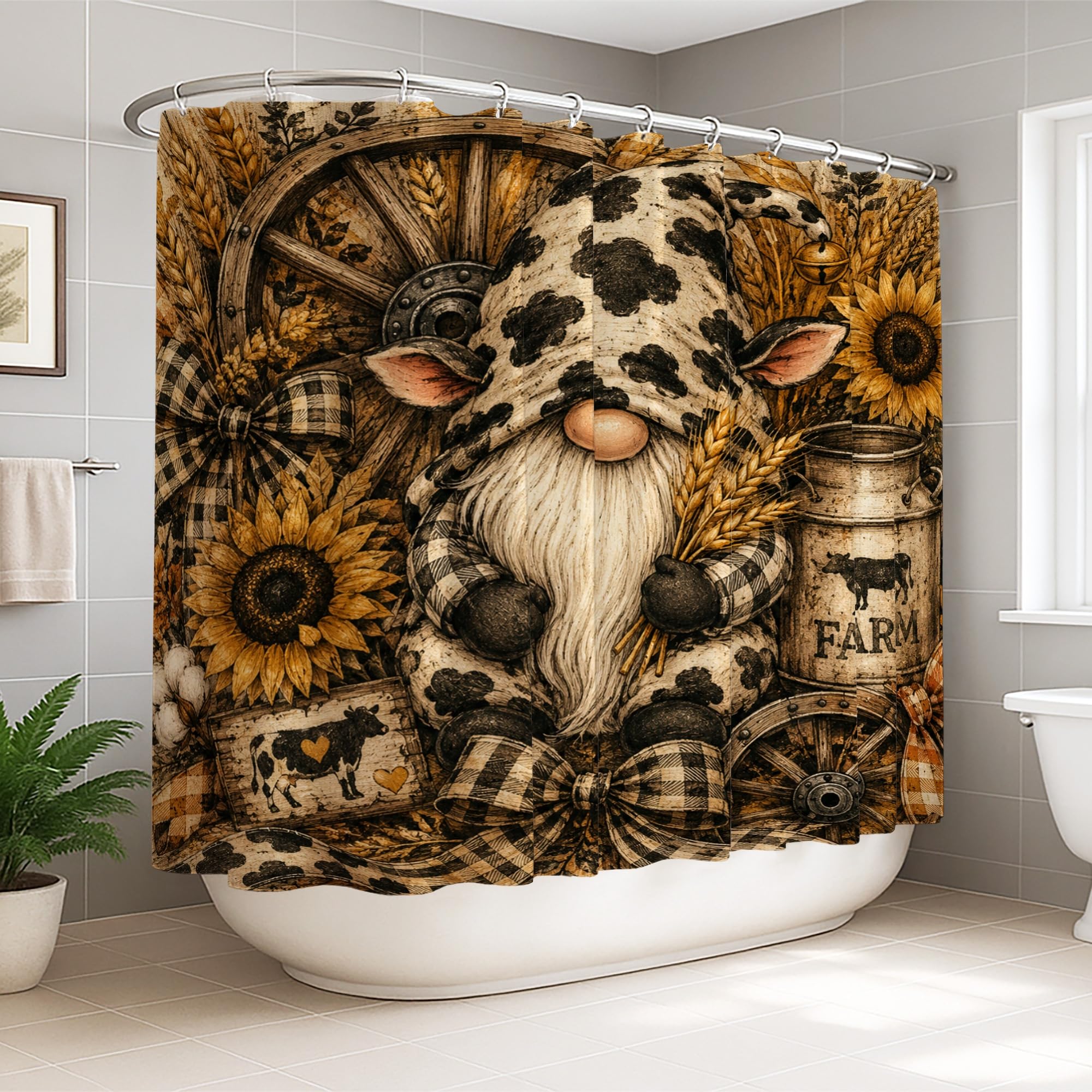 Rideau de douche tournesol d'automne pour une salle de bain cosy