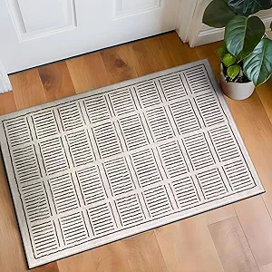 Rugshop Bohemian Stripe Lines Washable Non Slip Area Rug 2' x 3' Ivory