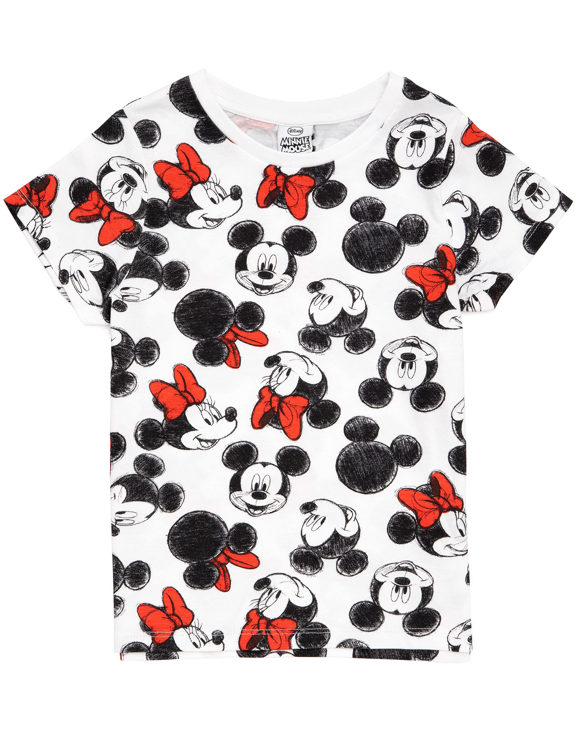 Disney T-Shirt Mickey Et Minnie Mouse Fille Mignon Top Noeud Noir Blanc Et Rouge